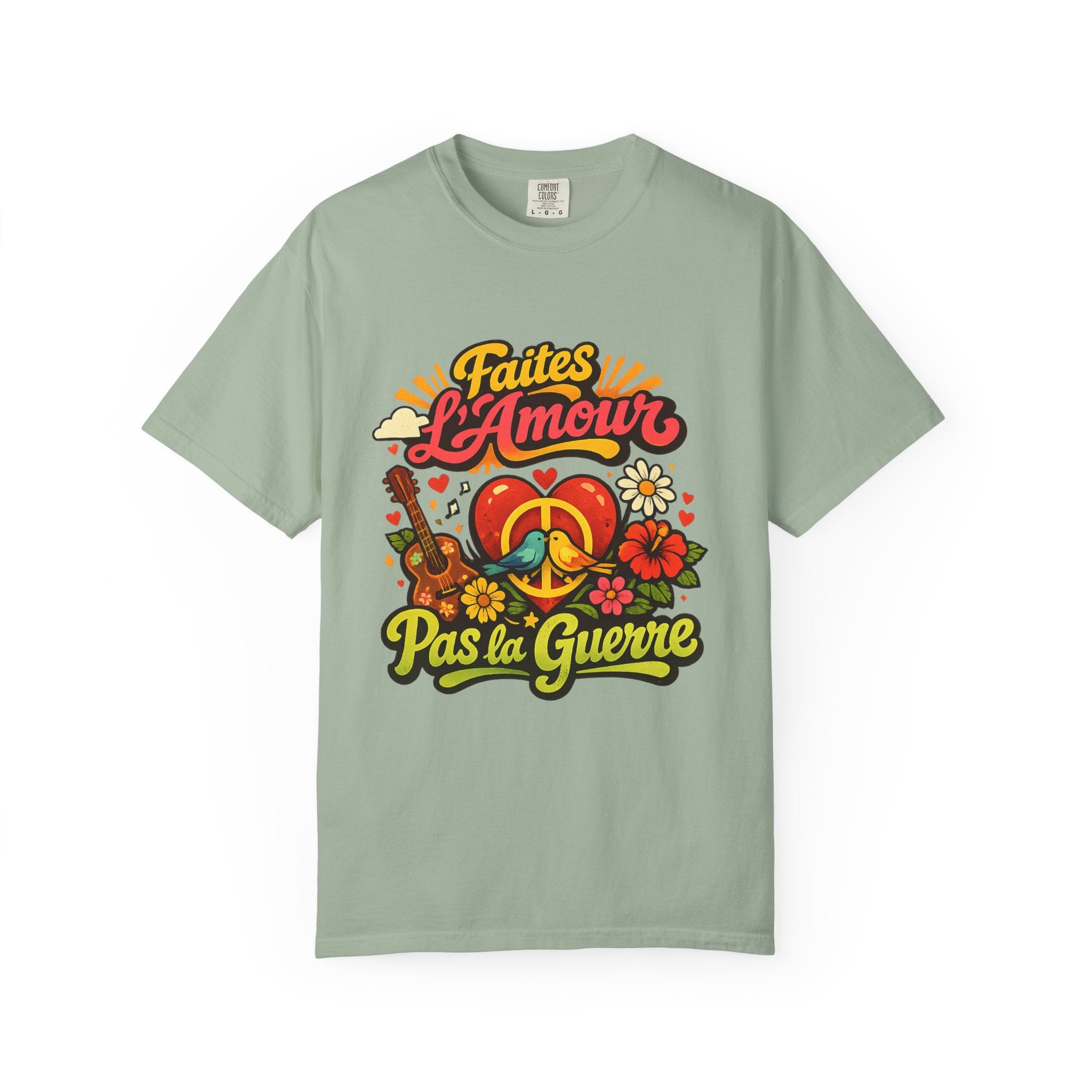 T-Shirt — Faites L'Amour Pas La Guerre Retro Peace Floral Design