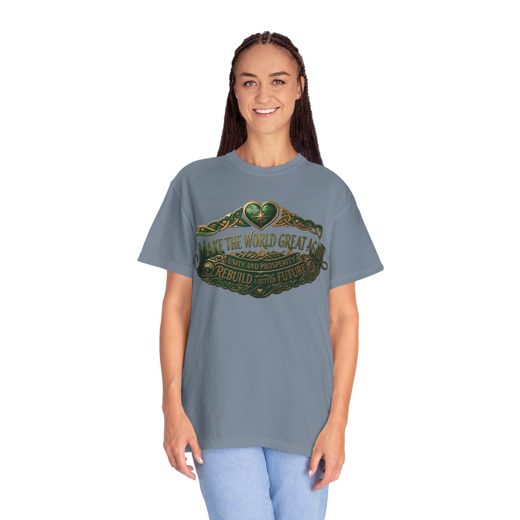 T-Shirt — 'Make the World Great Again' Vintage Green Crest Tee