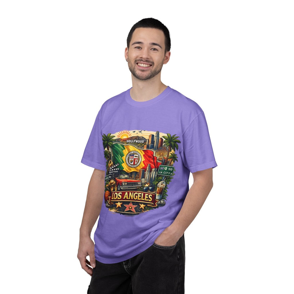 Los Angeles Vintage Graphic T-Shirt — LA Cityscape & Palm Trees Design