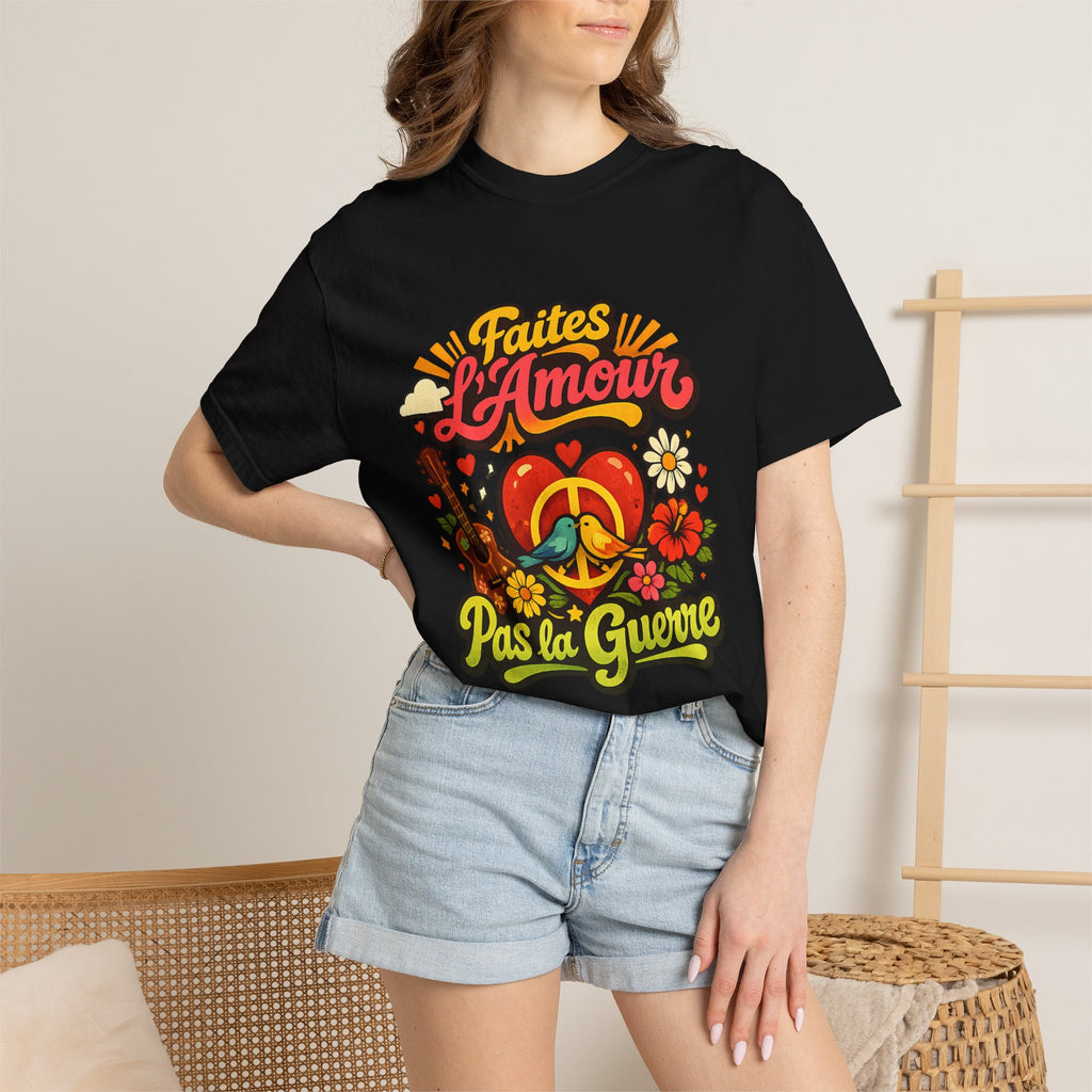 T-Shirt — Faites L'Amour Pas La Guerre Retro Peace Floral Design