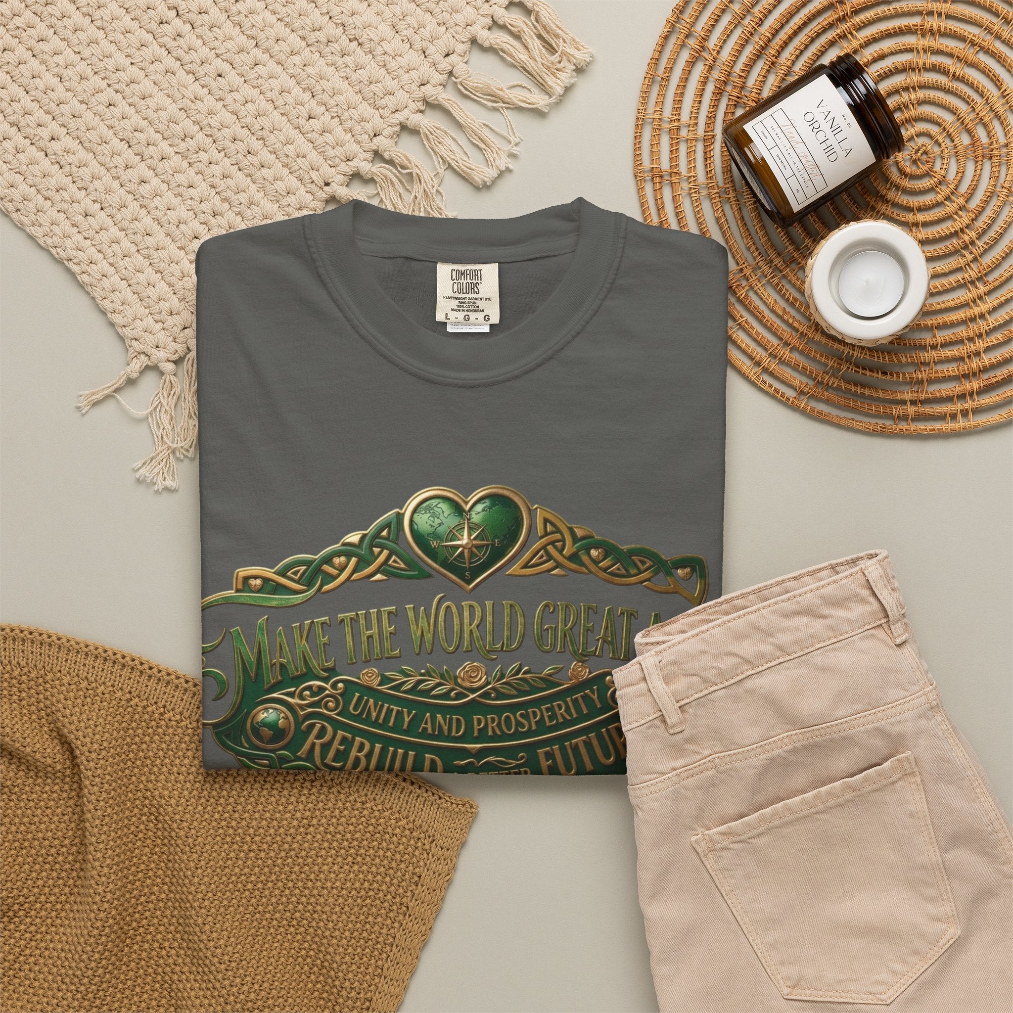T-Shirt — 'Make the World Great Again' Vintage Green Crest Tee