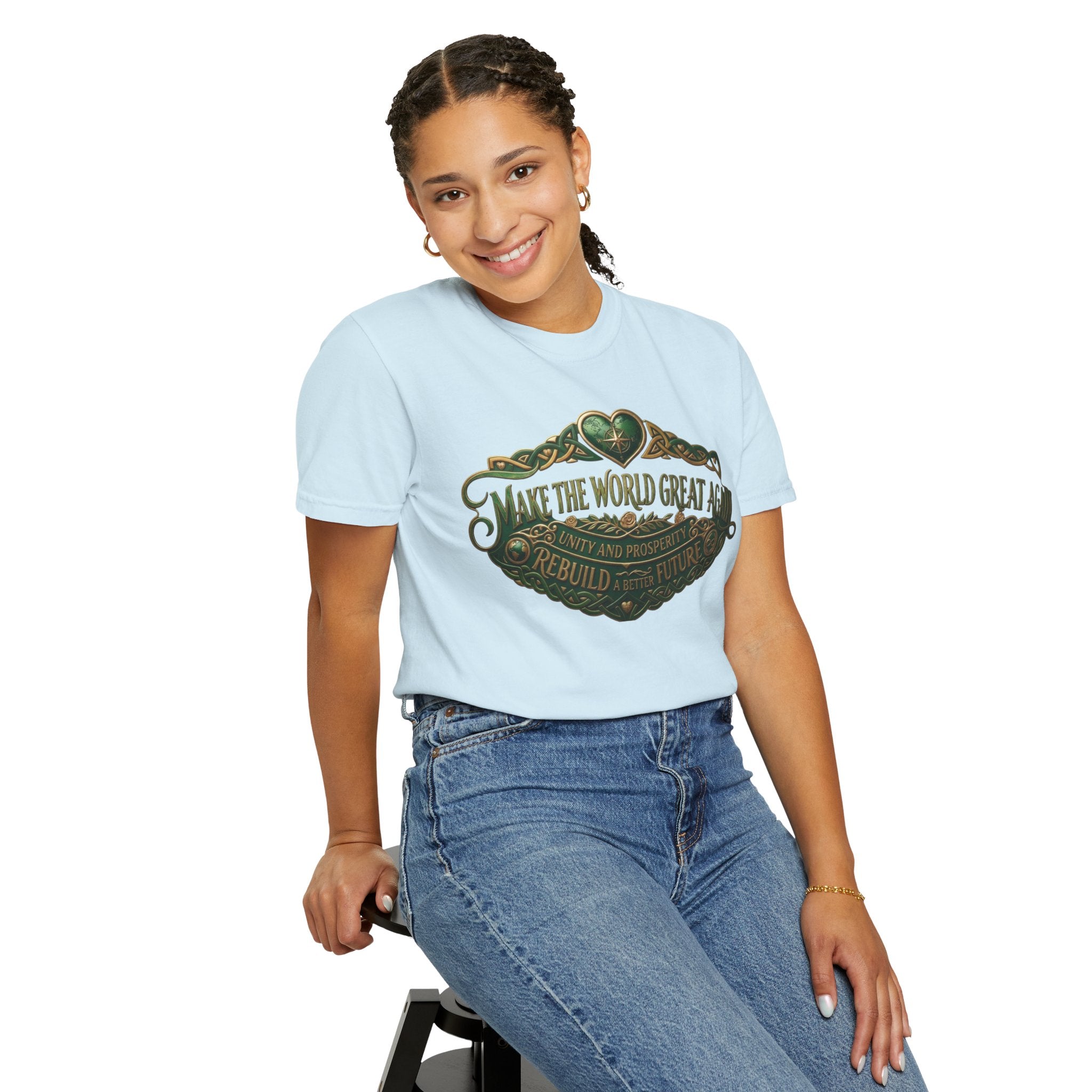 T-Shirt — 'Make the World Great Again' Vintage Green Crest Tee