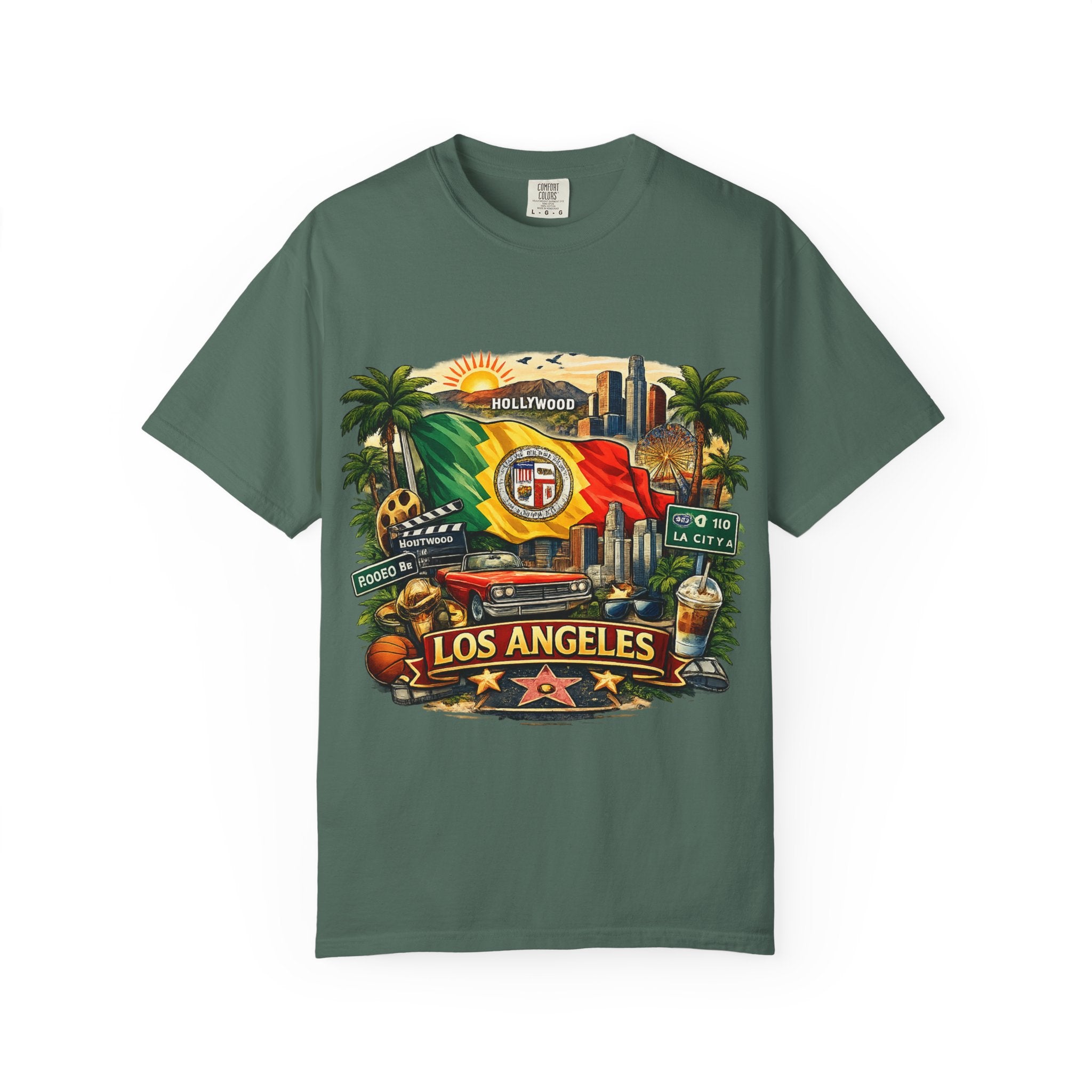 Los Angeles Vintage Graphic T-Shirt — LA Cityscape & Palm Trees Design