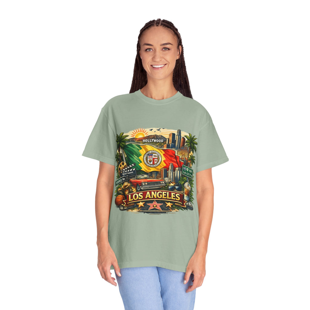Los Angeles Vintage Graphic T-Shirt — LA Cityscape & Palm Trees Design
