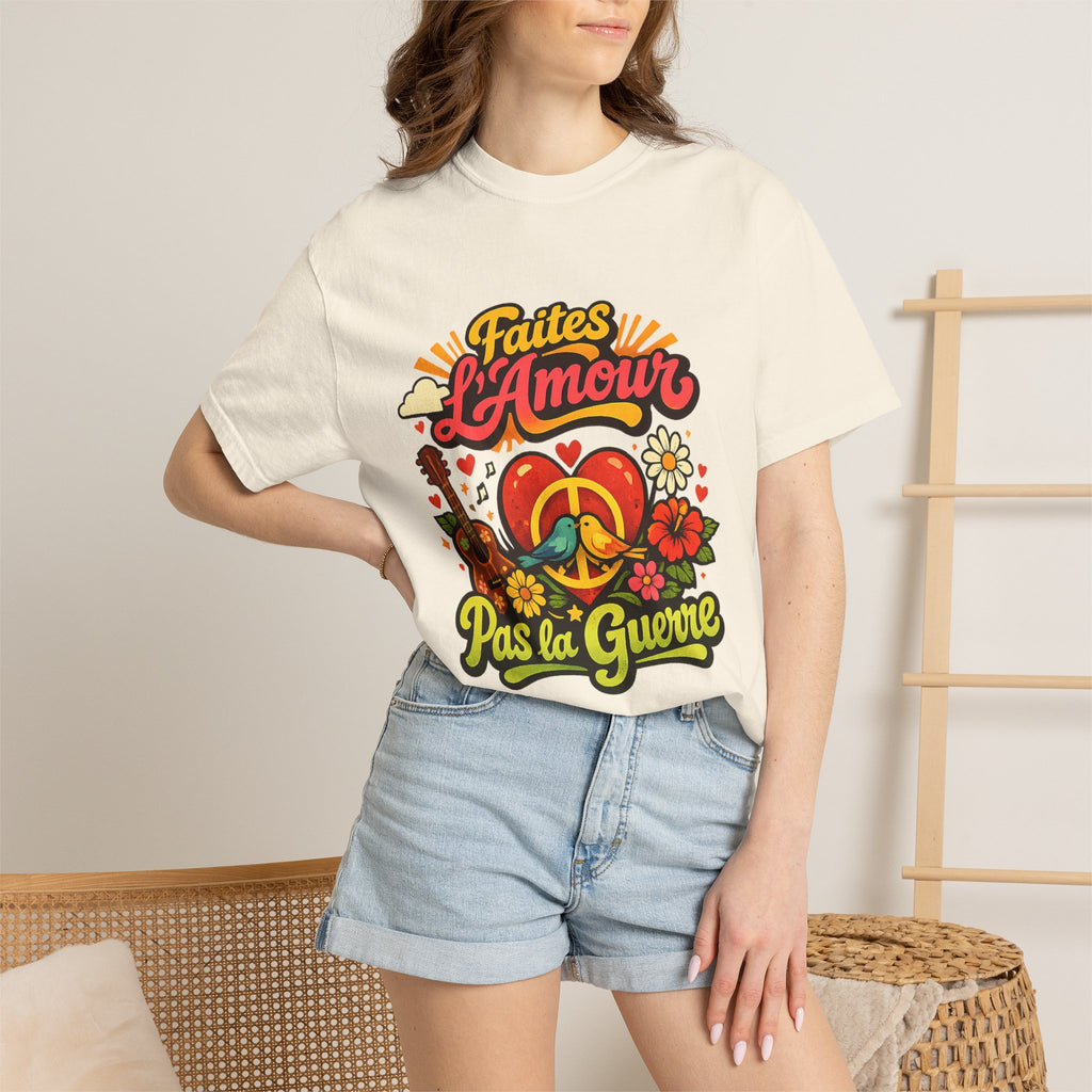 T-Shirt — Faites L'Amour Pas La Guerre Retro Peace Floral Design