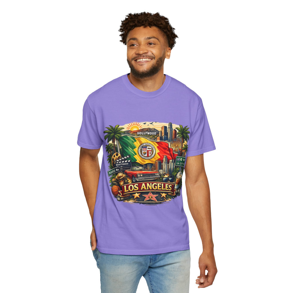 Los Angeles Vintage Graphic T-Shirt — LA Cityscape & Palm Trees Design