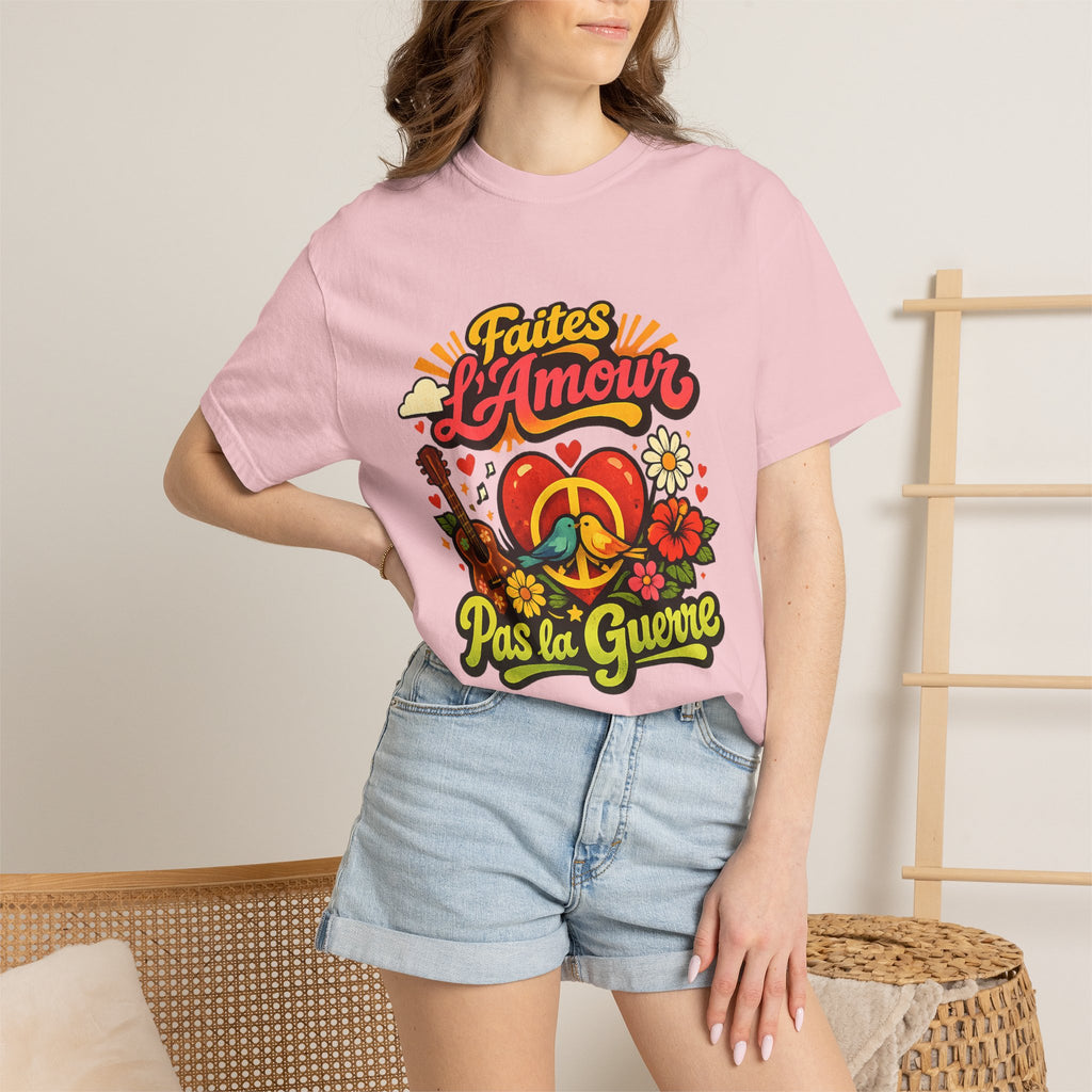T-Shirt — Faites L'Amour Pas La Guerre Retro Peace Floral Design