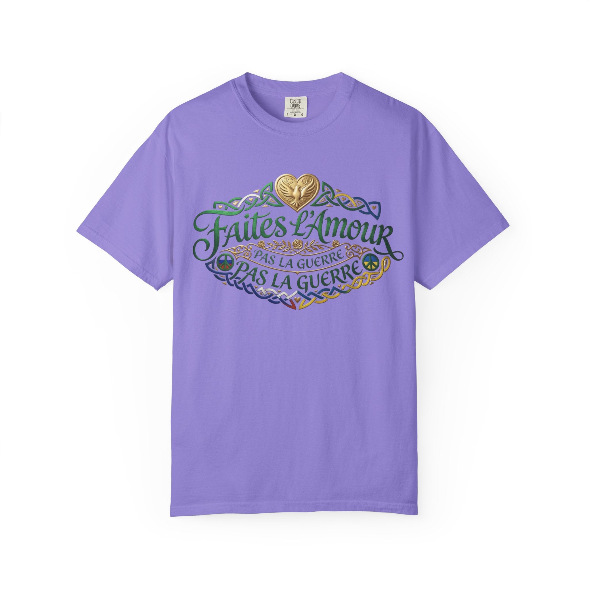 T-Shirt — Faites L'Amour Pas La Guerre Floral Script Graphic Tee