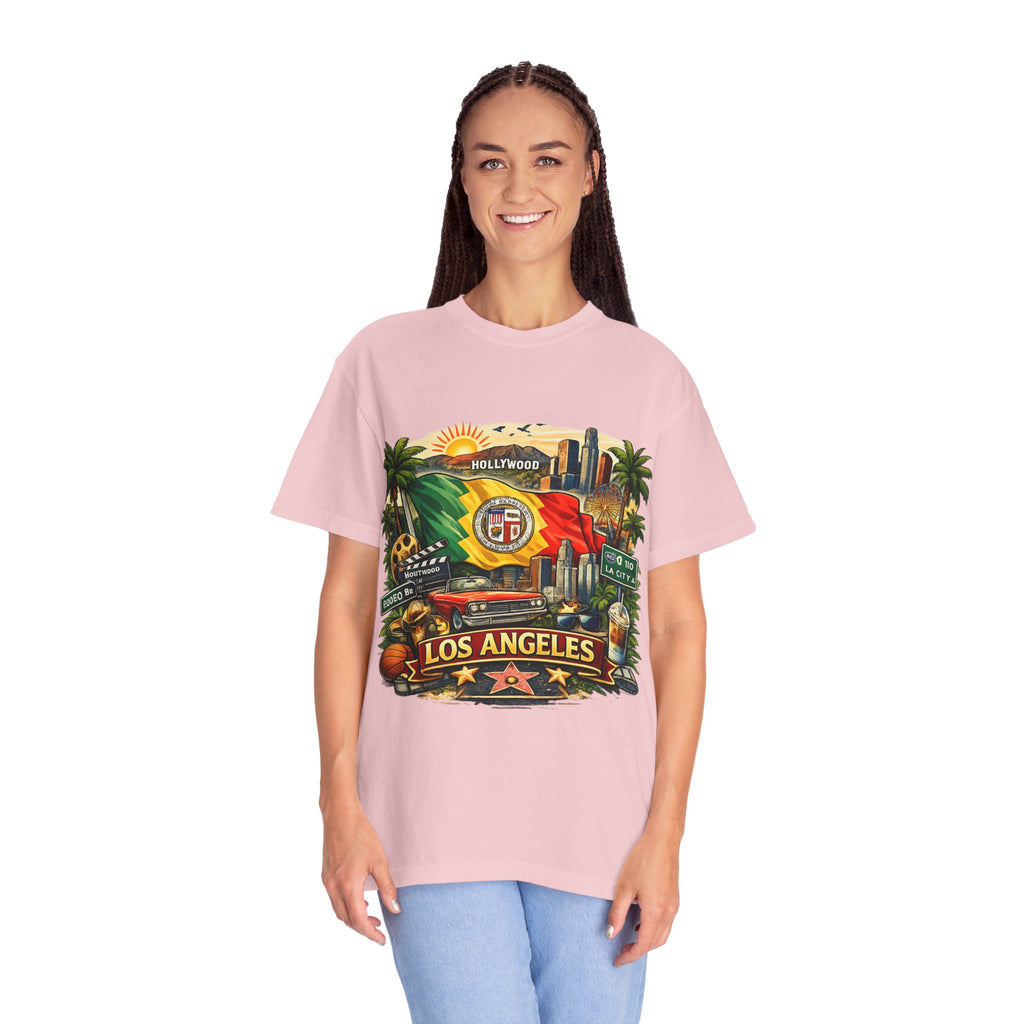 Los Angeles Vintage Graphic T-Shirt — LA Cityscape & Palm Trees Design