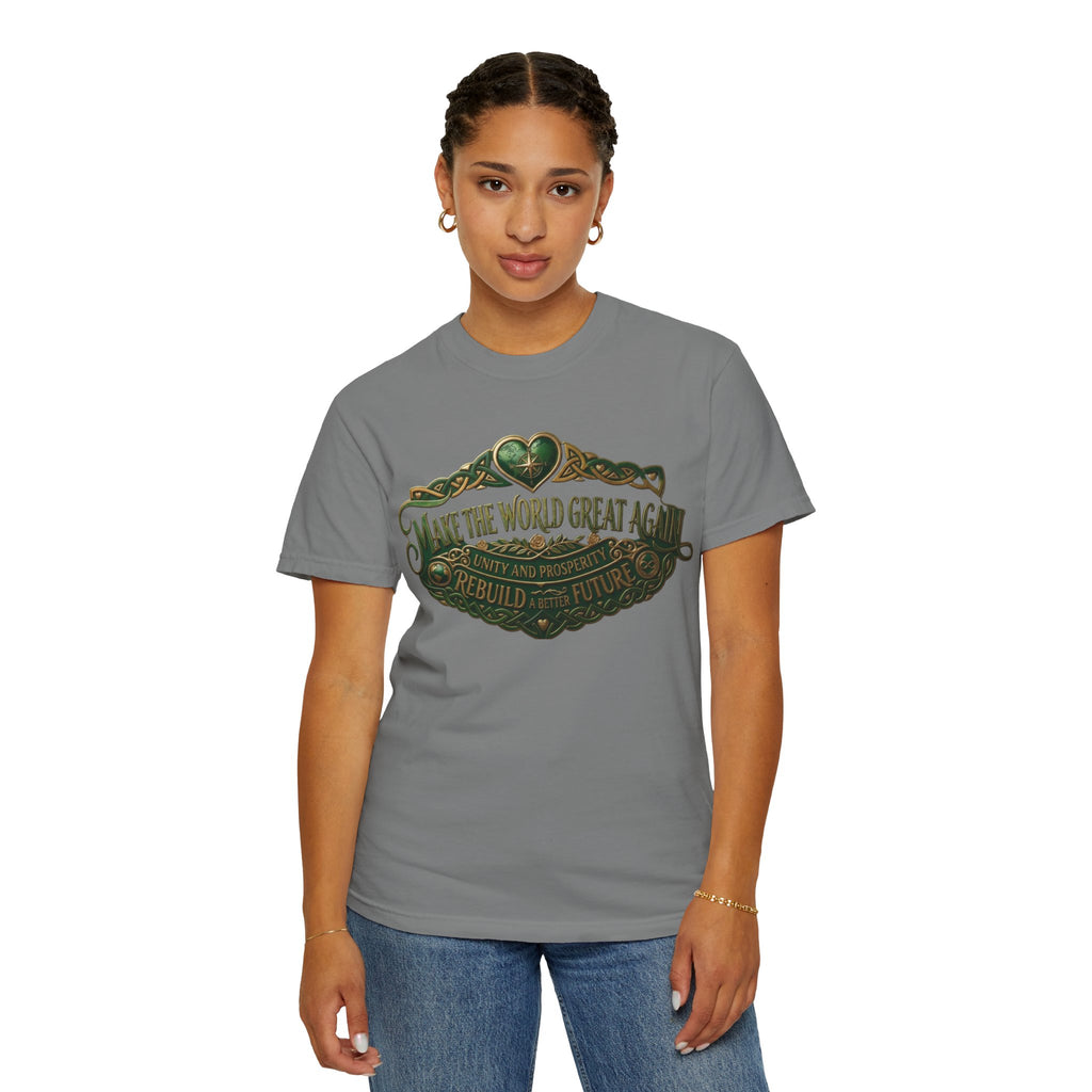 T-Shirt — 'Make the World Great Again' Vintage Green Crest Tee