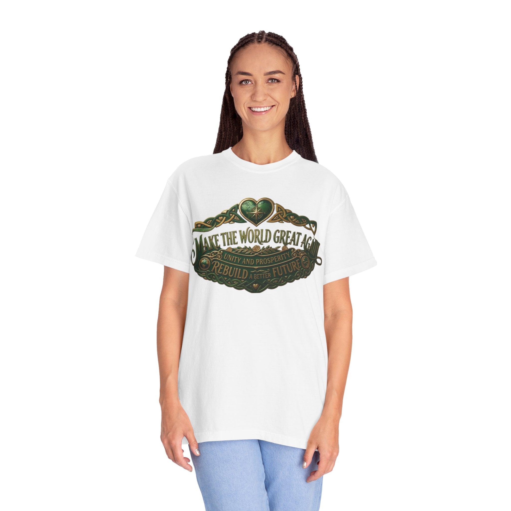 T-Shirt — 'Make the World Great Again' Vintage Green Crest Tee