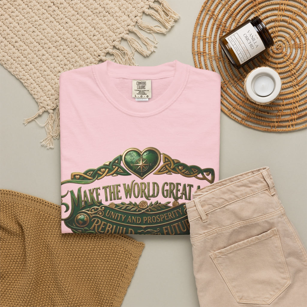 T-Shirt — 'Make the World Great Again' Vintage Green Crest Tee