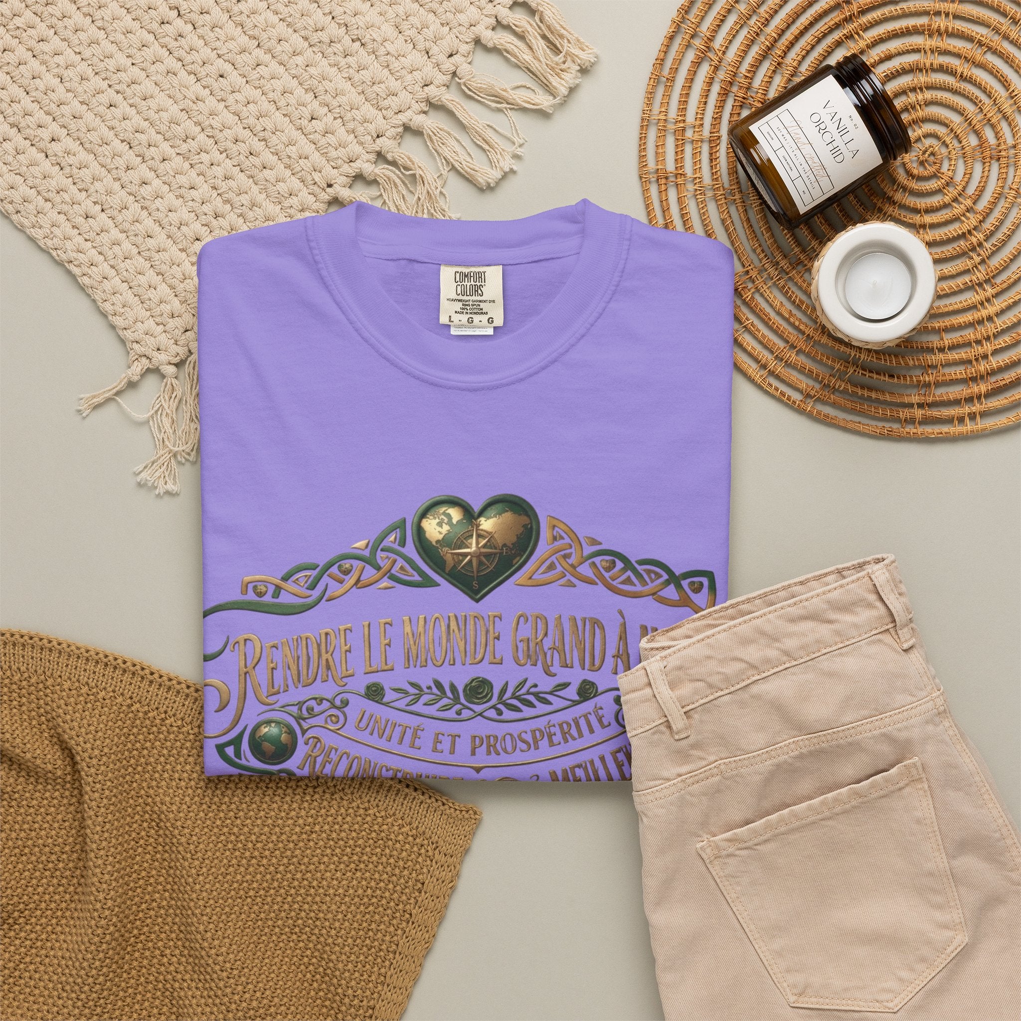 French Blessing T-Shirt — "Rendre le monde grand à nouveau" Vintage Heart Design