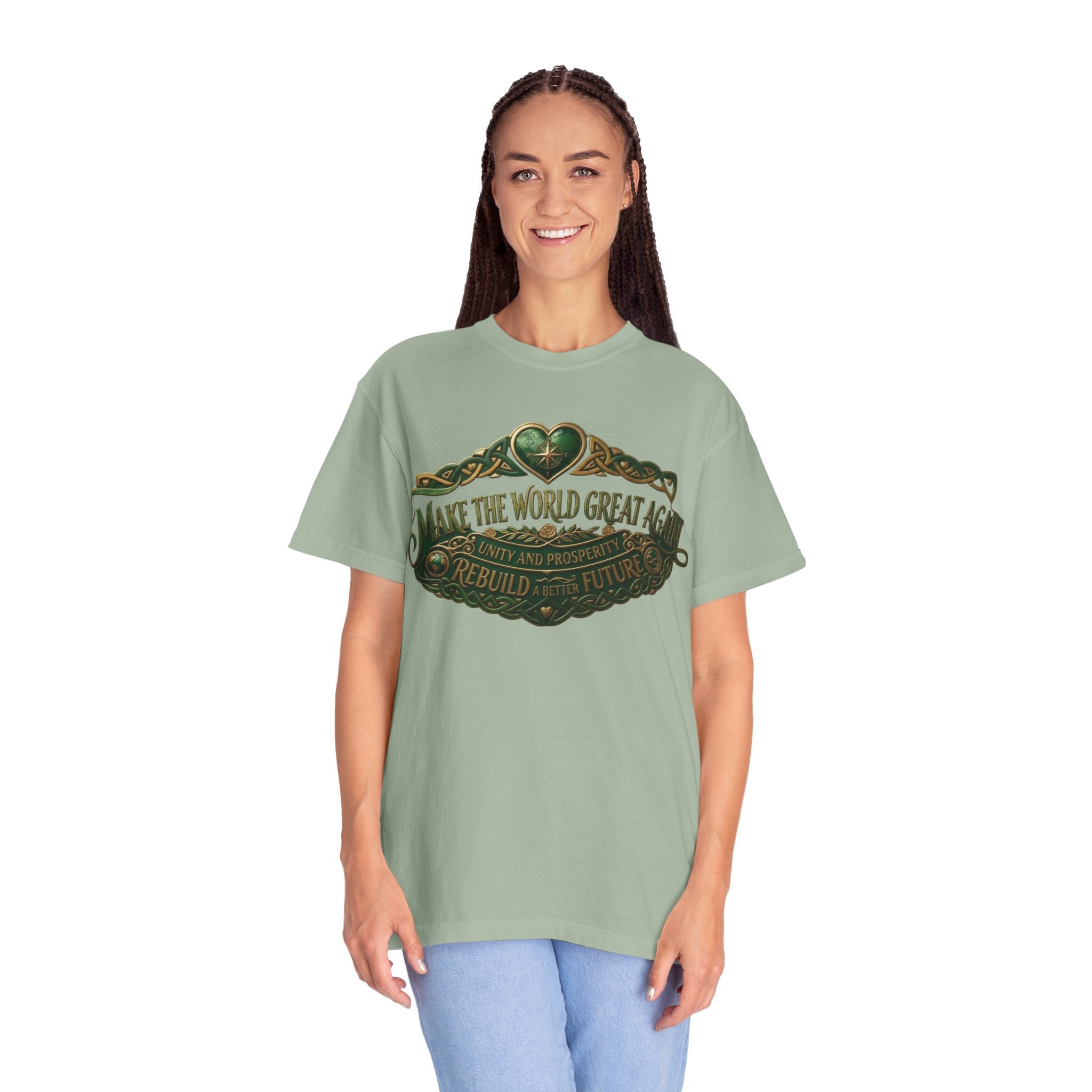 T-Shirt — 'Make the World Great Again' Vintage Green Crest Tee
