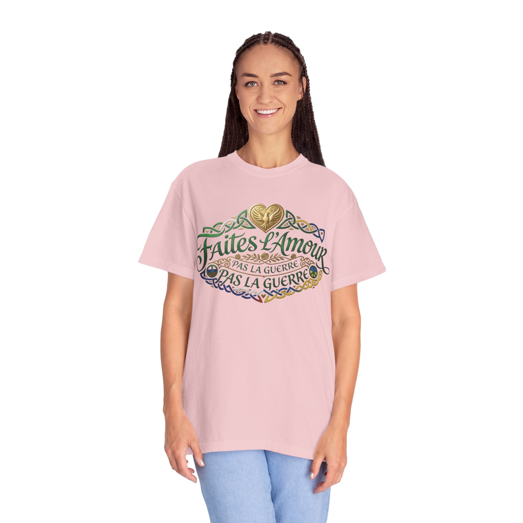 T-Shirt — Faites L'Amour Pas La Guerre Floral Script Graphic Tee