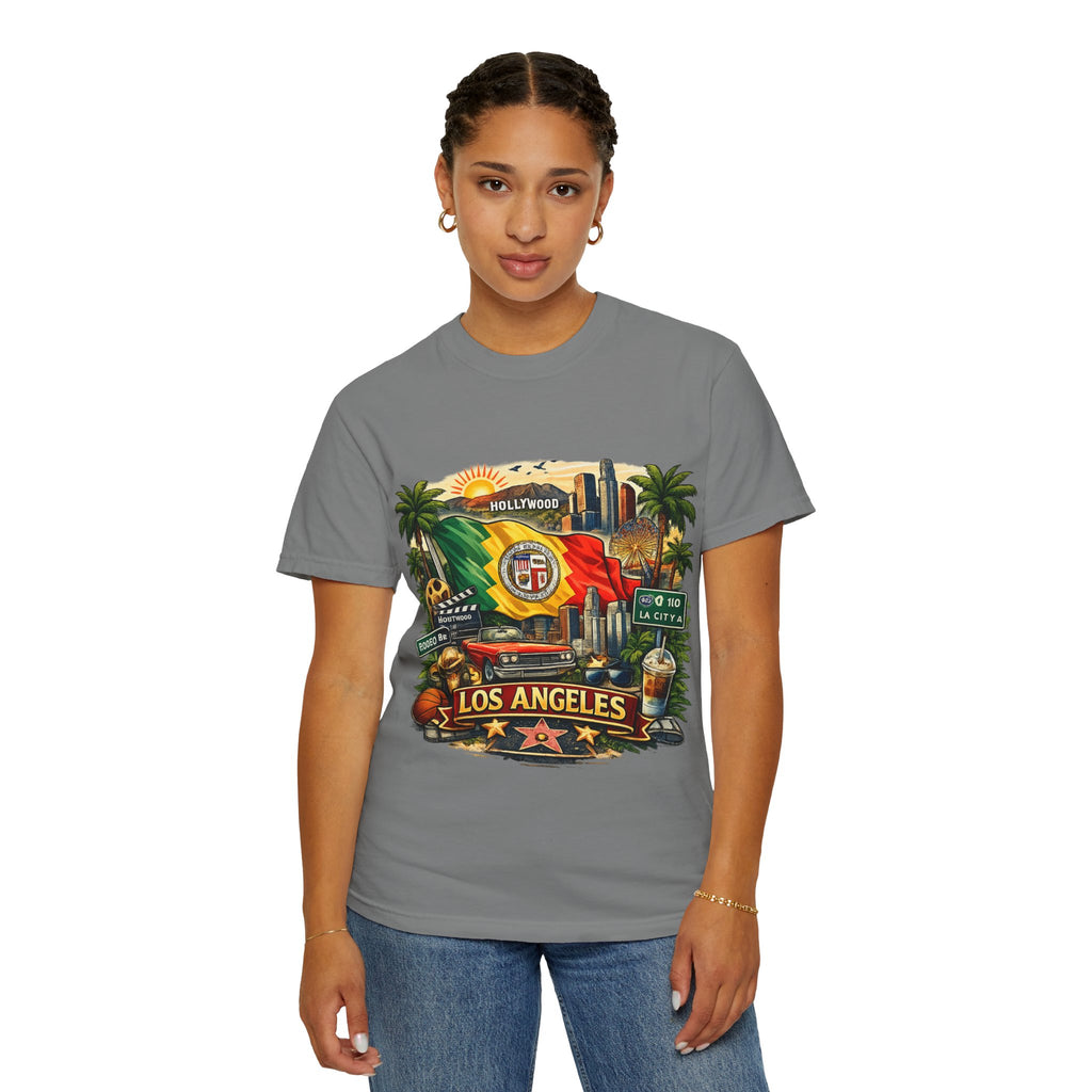Los Angeles Vintage Graphic T-Shirt — LA Cityscape & Palm Trees Design