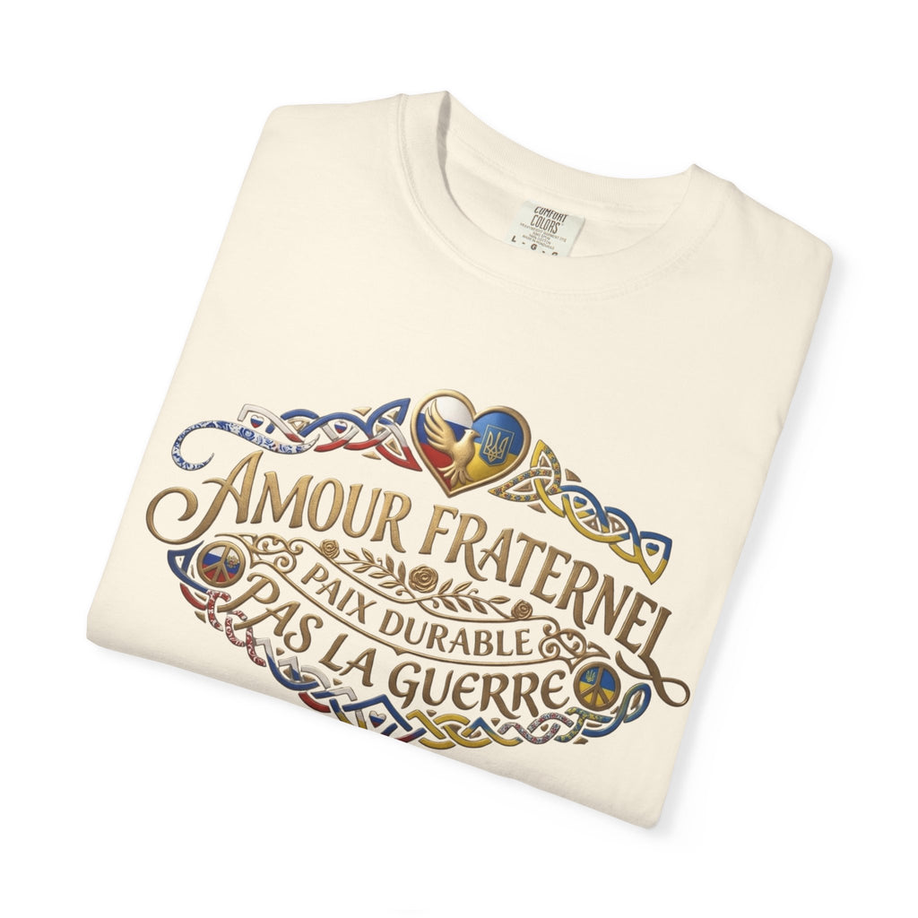 T-Shirt — Amour Fraternel "Paix Durable Pas La Guerre" Vintage Heart Peace Design