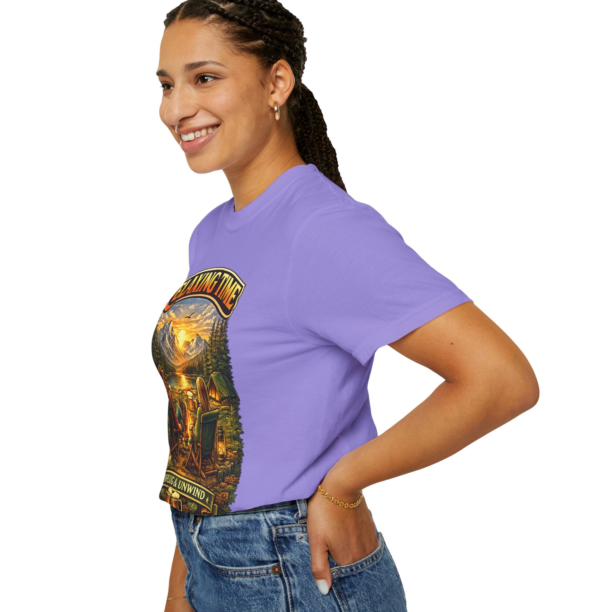 Relaxing Time T-Shirt — "Unplug & Unwind" Camping Graphic Tee
