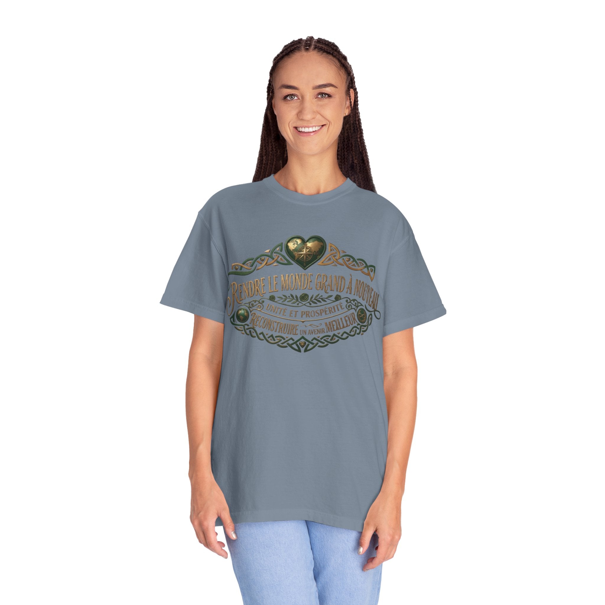 French Blessing T-Shirt — "Rendre le monde grand à nouveau" Vintage Heart Design