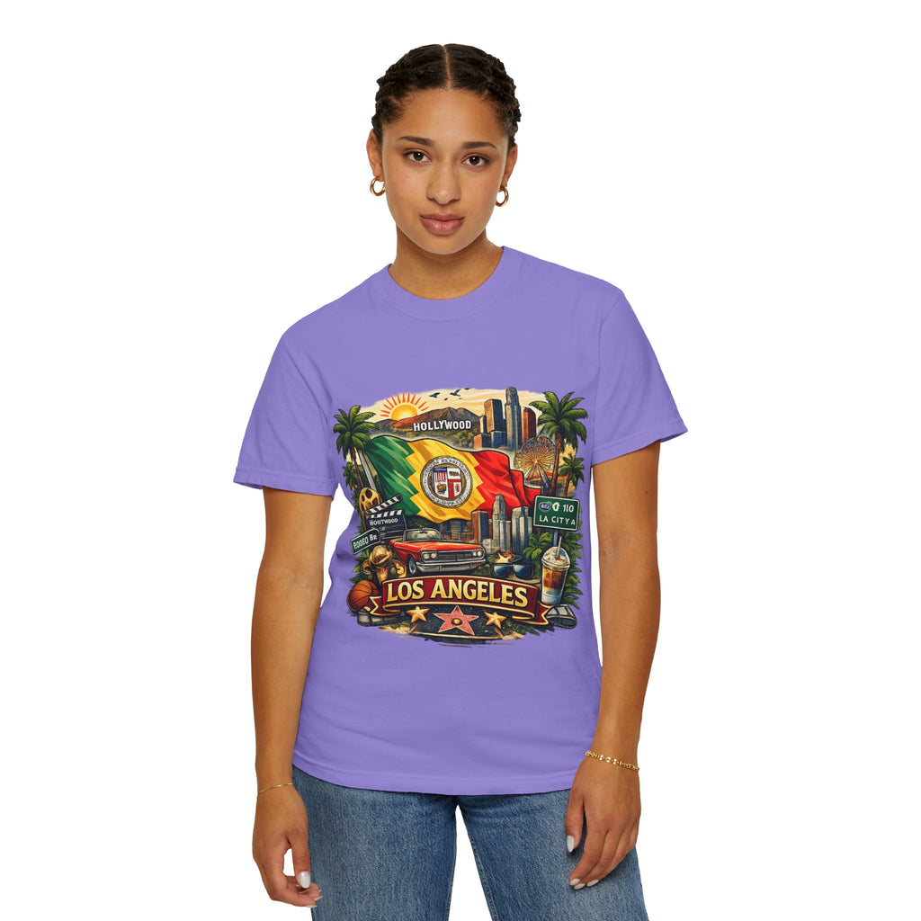 Los Angeles Vintage Graphic T-Shirt — LA Cityscape & Palm Trees Design