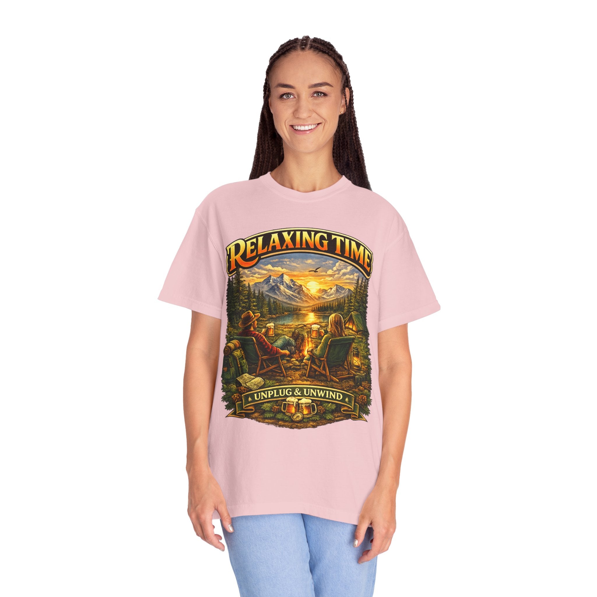 Relaxing Time T-Shirt — "Unplug & Unwind" Camping Graphic Tee