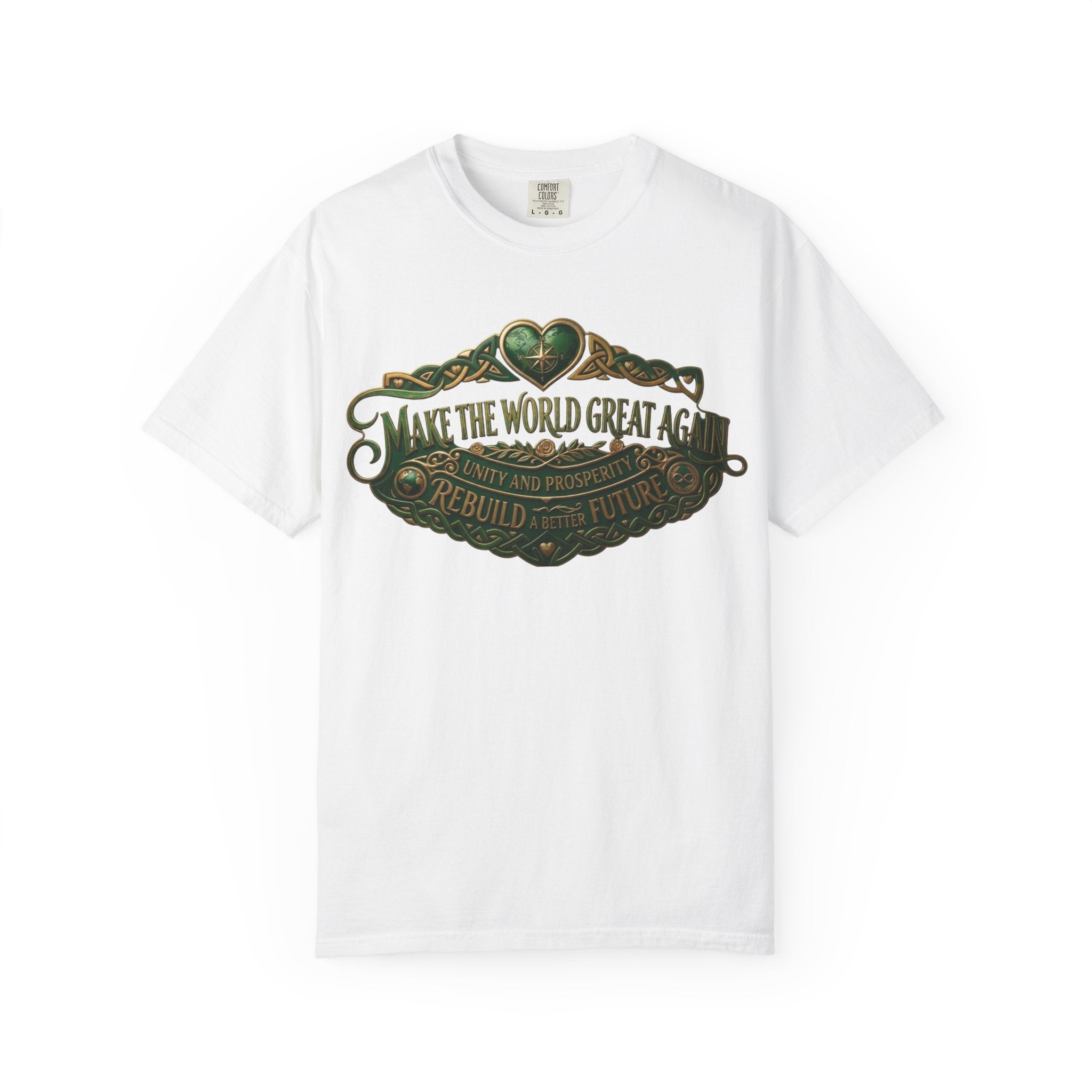 T-Shirt — 'Make the World Great Again' Vintage Green Crest Tee