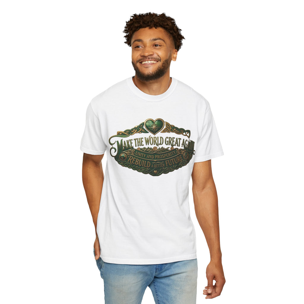 T-Shirt — 'Make the World Great Again' Vintage Green Crest Tee