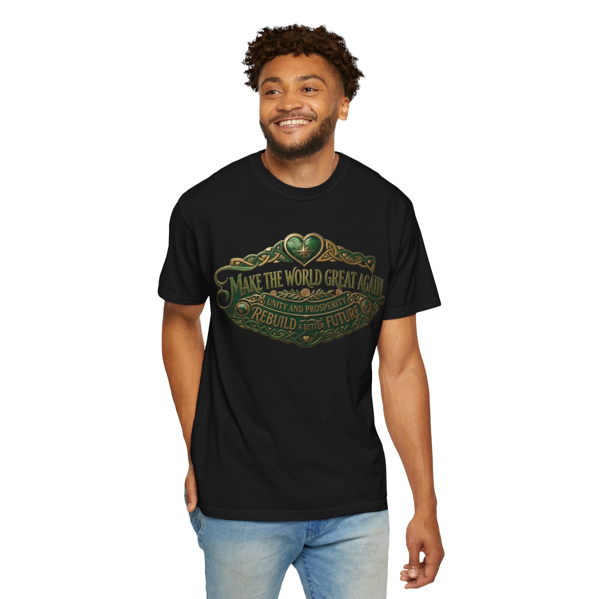 T-Shirt — 'Make the World Great Again' Vintage Green Crest Tee