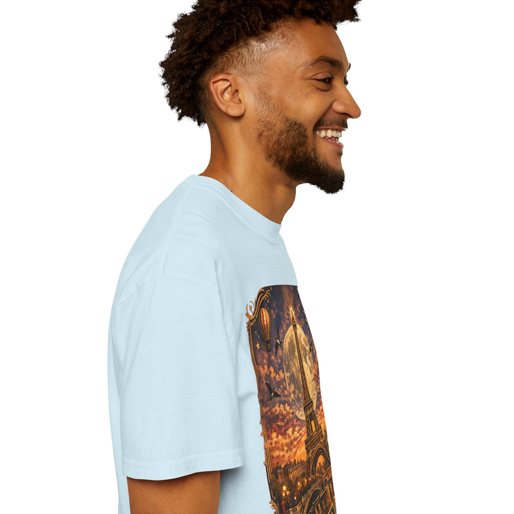 Eiffel Tower Paris Vintage Travel T-Shirt — Moonlit Scenic Souvenir Tee