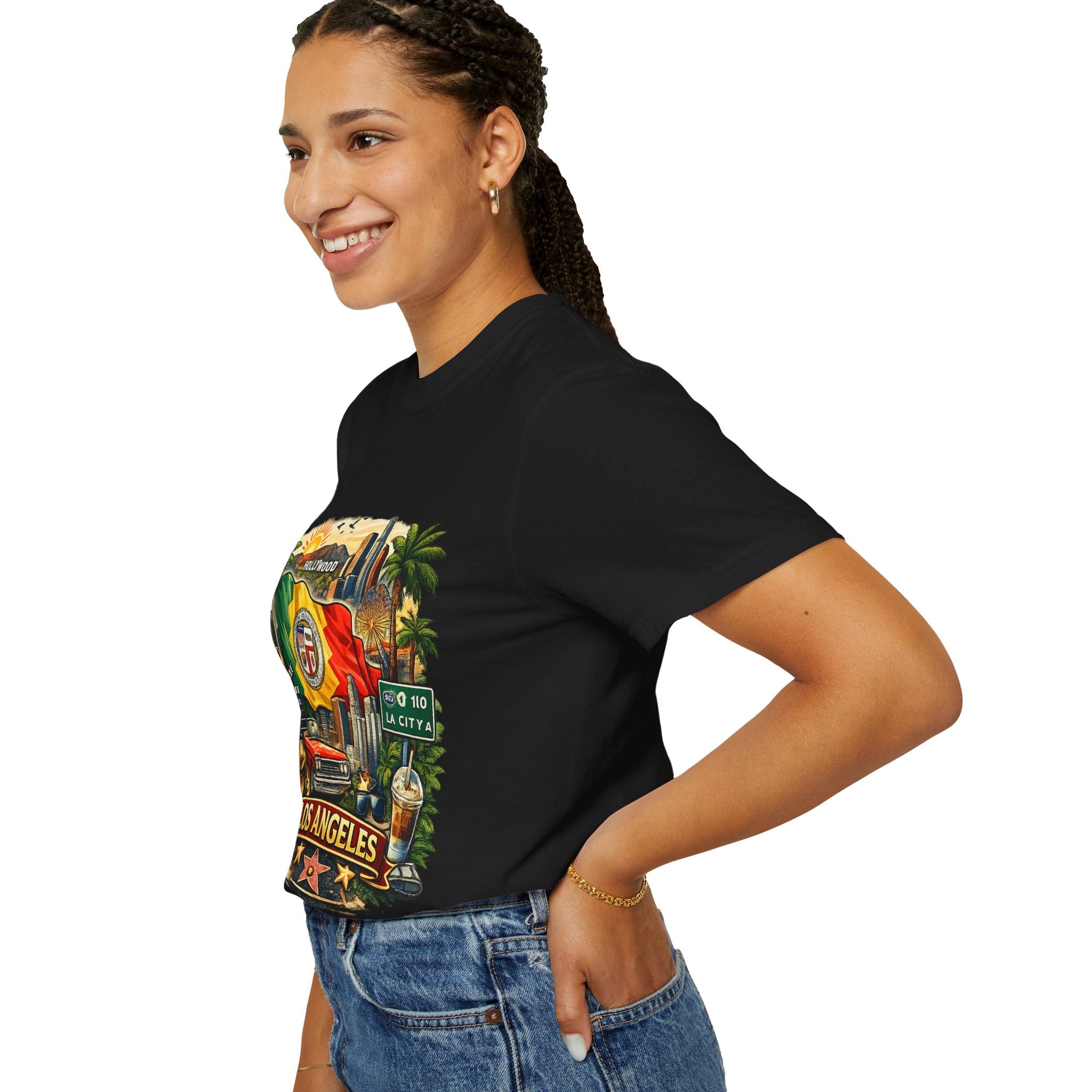 Los Angeles Vintage Graphic T-Shirt — LA Cityscape & Palm Trees Design