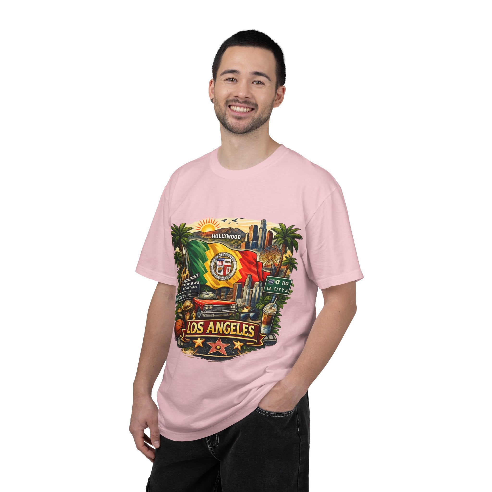 Los Angeles Vintage Graphic T-Shirt — LA Cityscape & Palm Trees Design