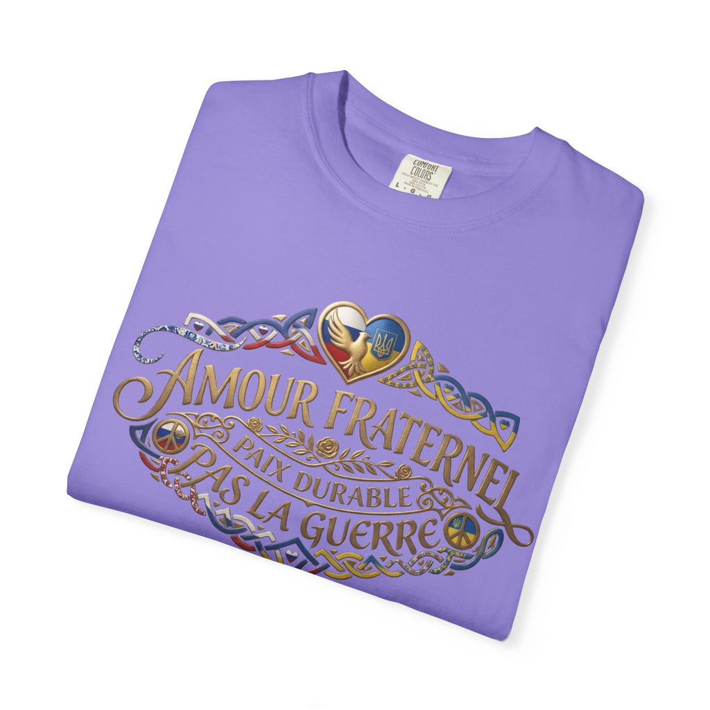 T-Shirt — Amour Fraternel "Paix Durable Pas La Guerre" Vintage Heart Peace Design
