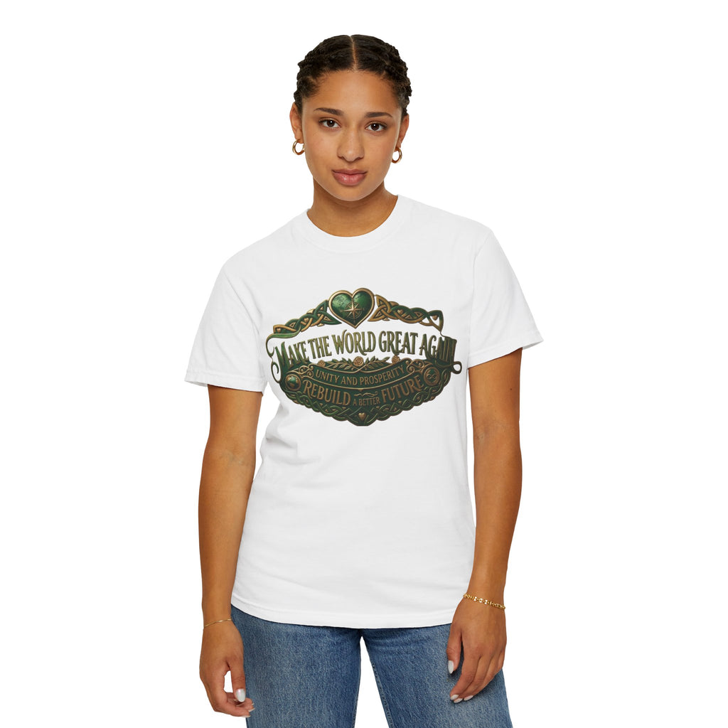 T-Shirt — 'Make the World Great Again' Vintage Green Crest Tee