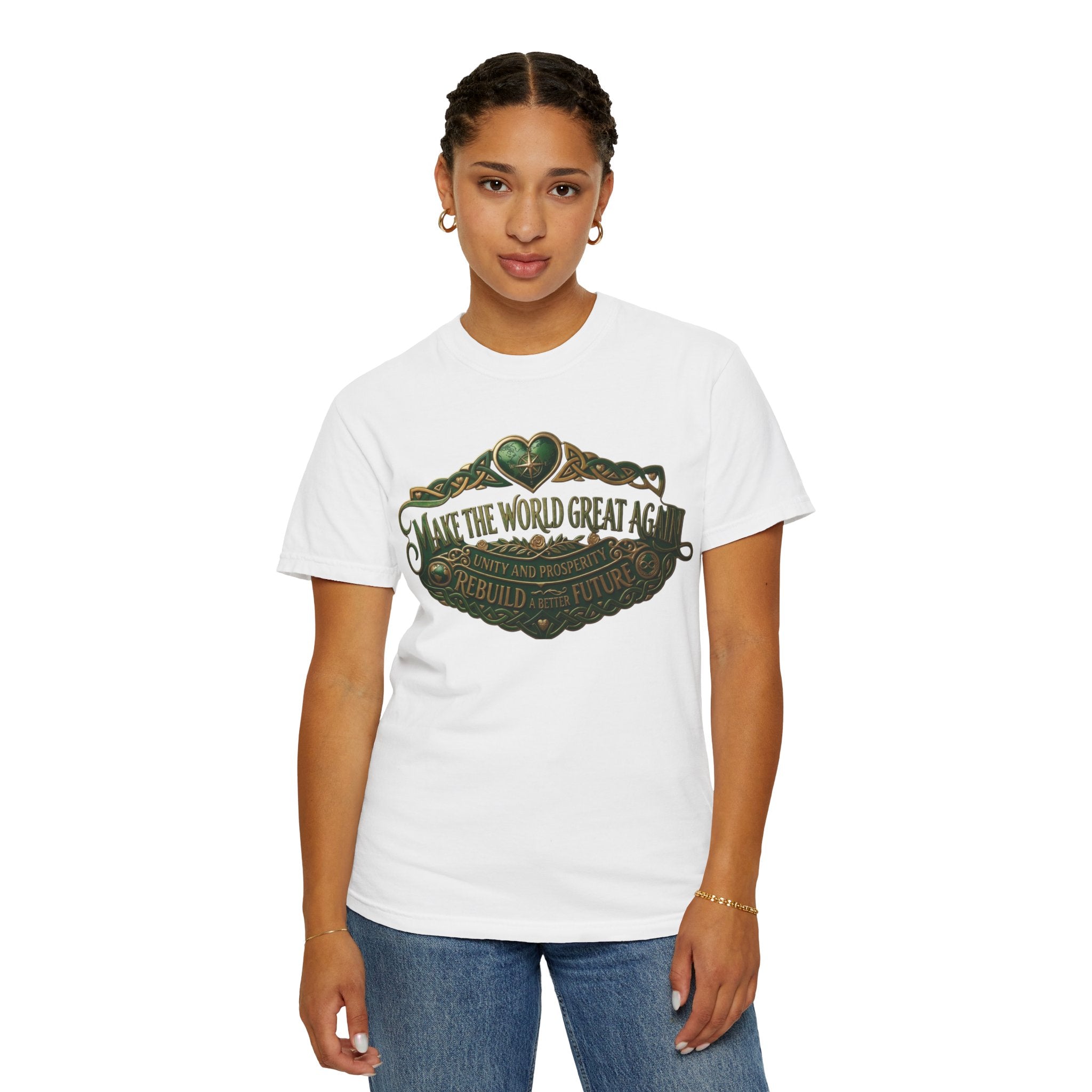 T-Shirt — 'Make the World Great Again' Vintage Green Crest Tee