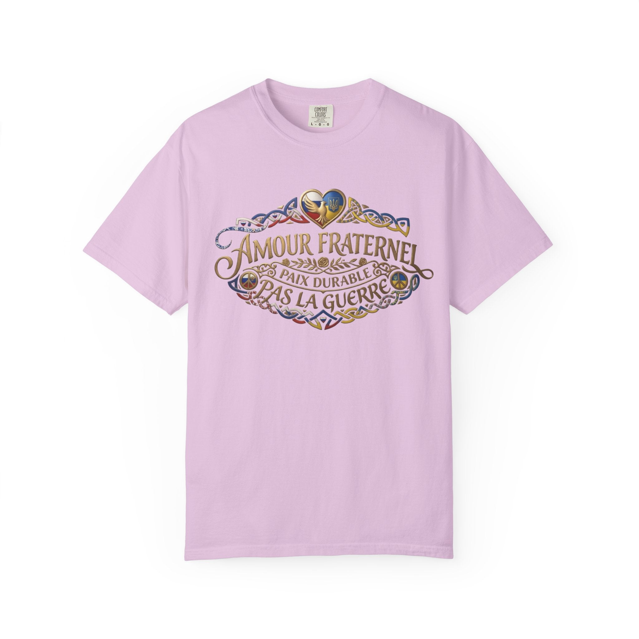 T-Shirt — Amour Fraternel "Paix Durable Pas La Guerre" Vintage Heart Peace Design