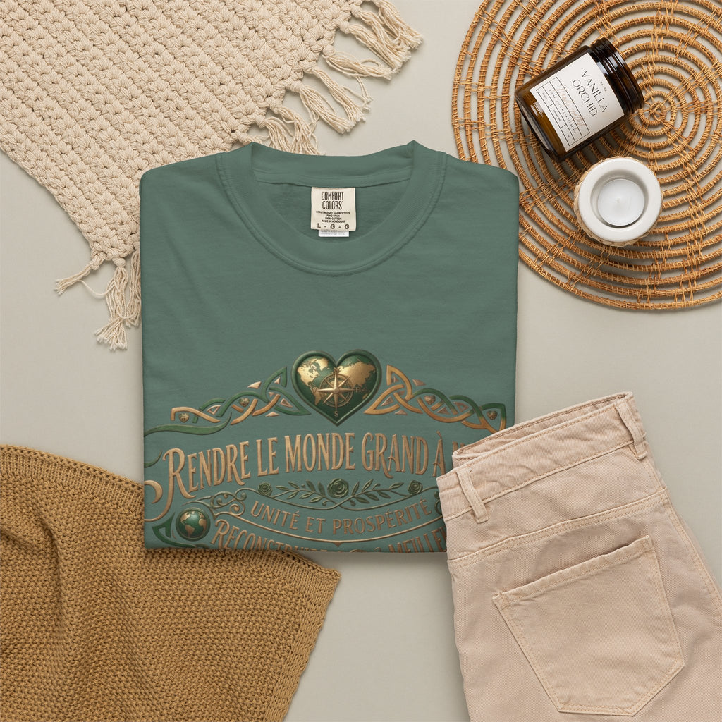 French Blessing T-Shirt — "Rendre le monde grand à nouveau" Vintage Heart Design