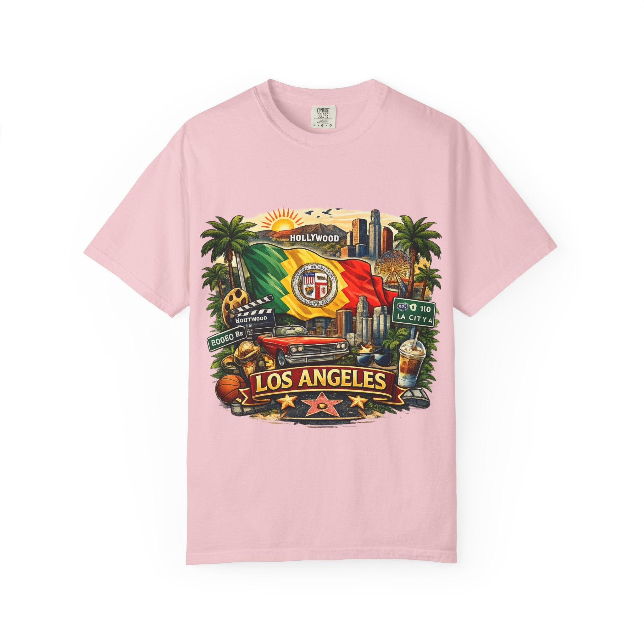 Los Angeles Vintage Graphic T-Shirt — LA Cityscape & Palm Trees Design