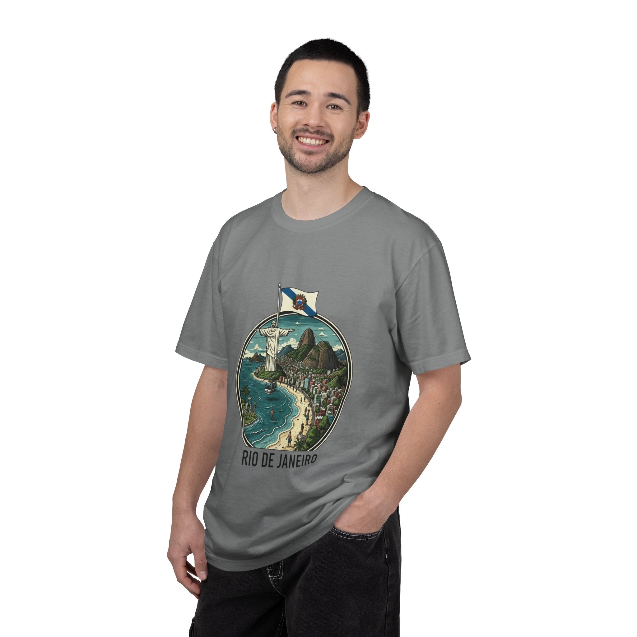 Rio de Janeiro Vintage Travel T-Shirt — Copacabana & Christ the Redeemer Graphic