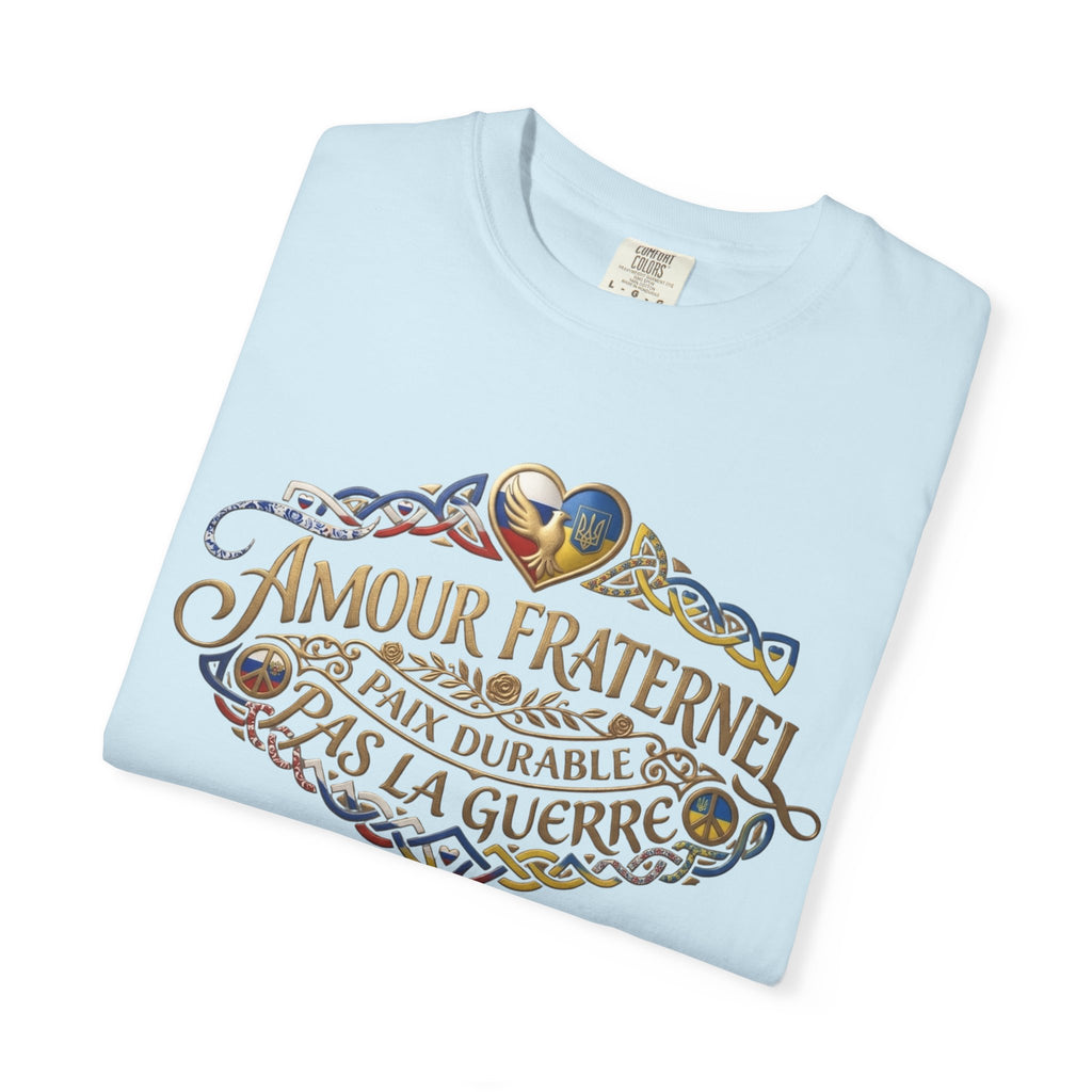 T-Shirt — Amour Fraternel "Paix Durable Pas La Guerre" Vintage Heart Peace Design