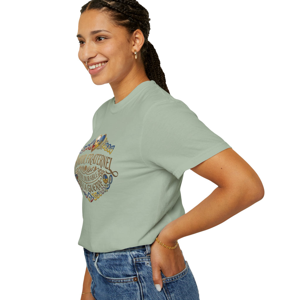 T-Shirt — Amour Fraternel "Paix Durable Pas La Guerre" Vintage Heart Peace Design