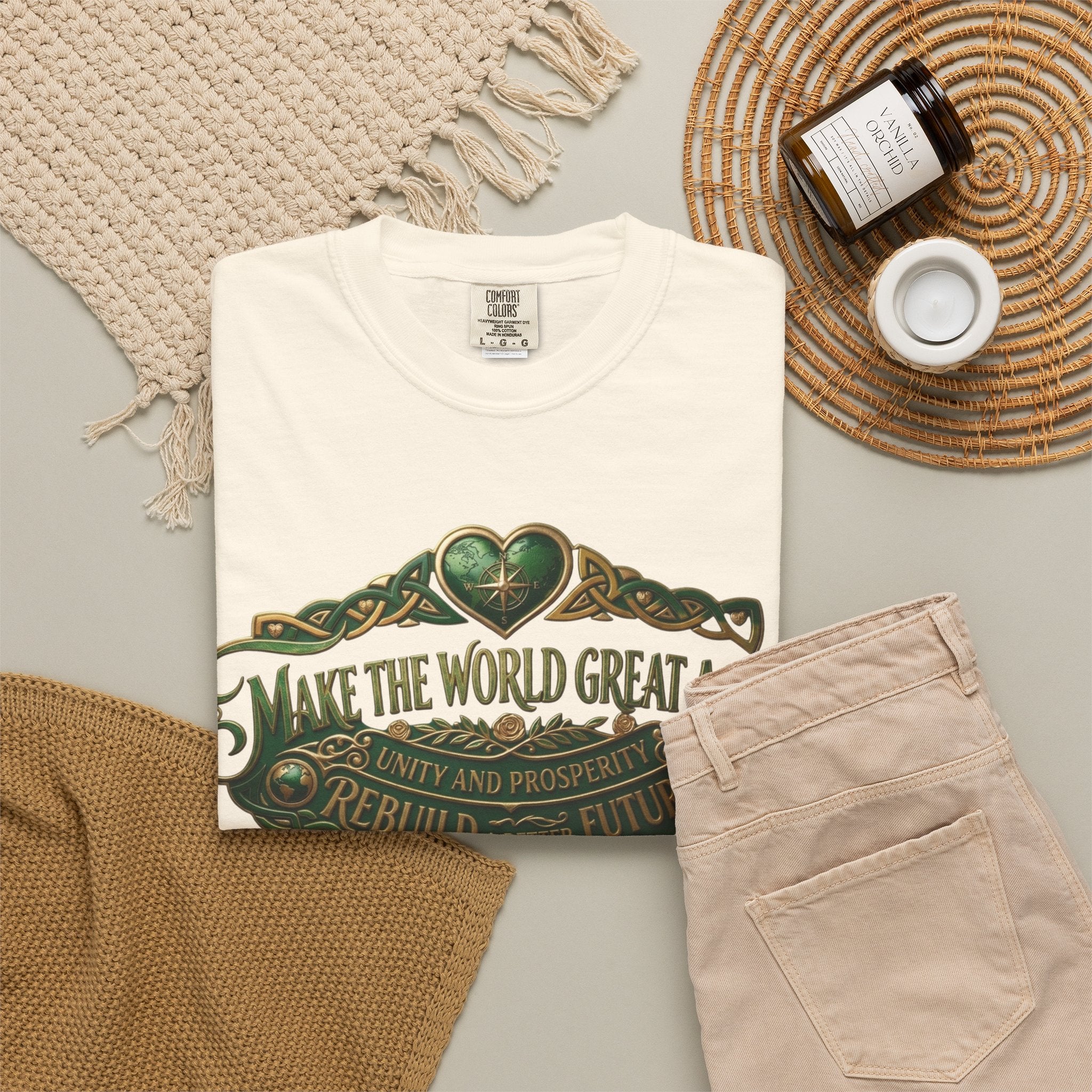 T-Shirt — 'Make the World Great Again' Vintage Green Crest Tee