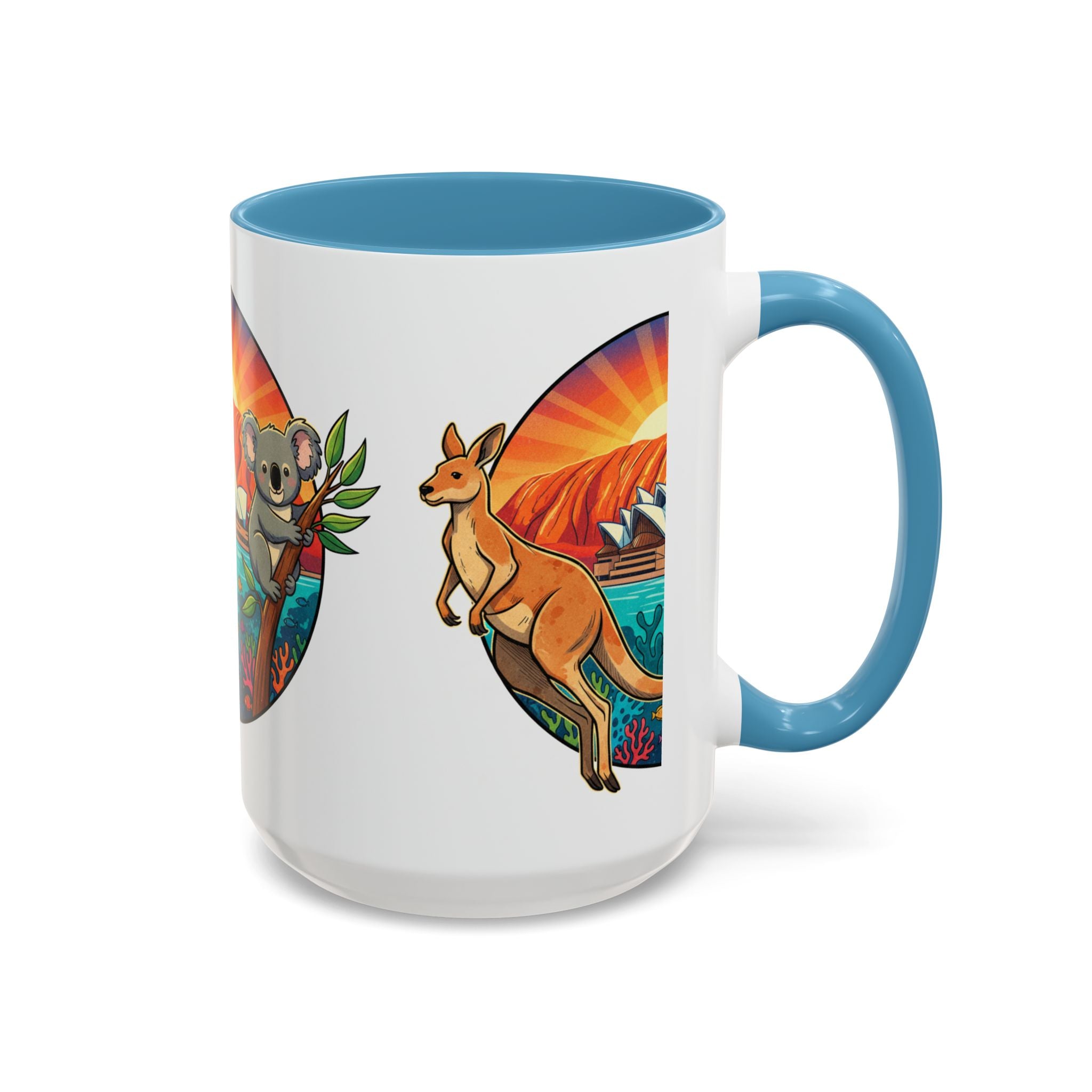 Australian Sunset Coffee Mug — Kangaroo & Koala Sydney Opera House Design