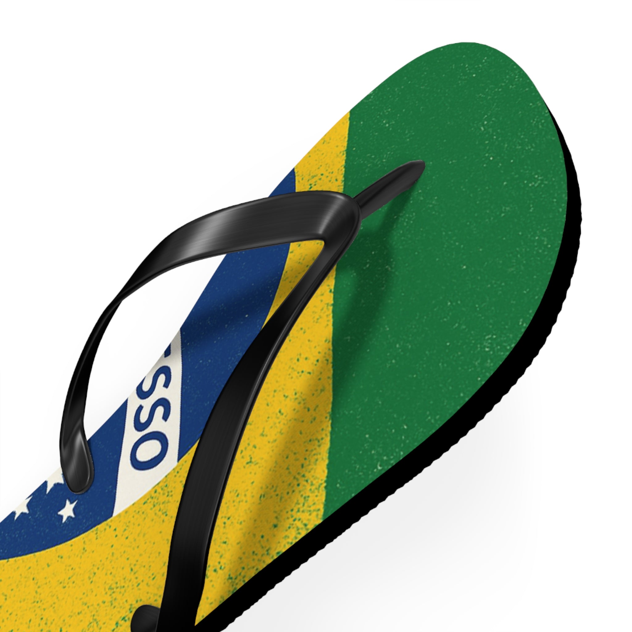 Brazil Flag Flip Flops - Patriotic Beach Sandals with Ordem e Progresso Design