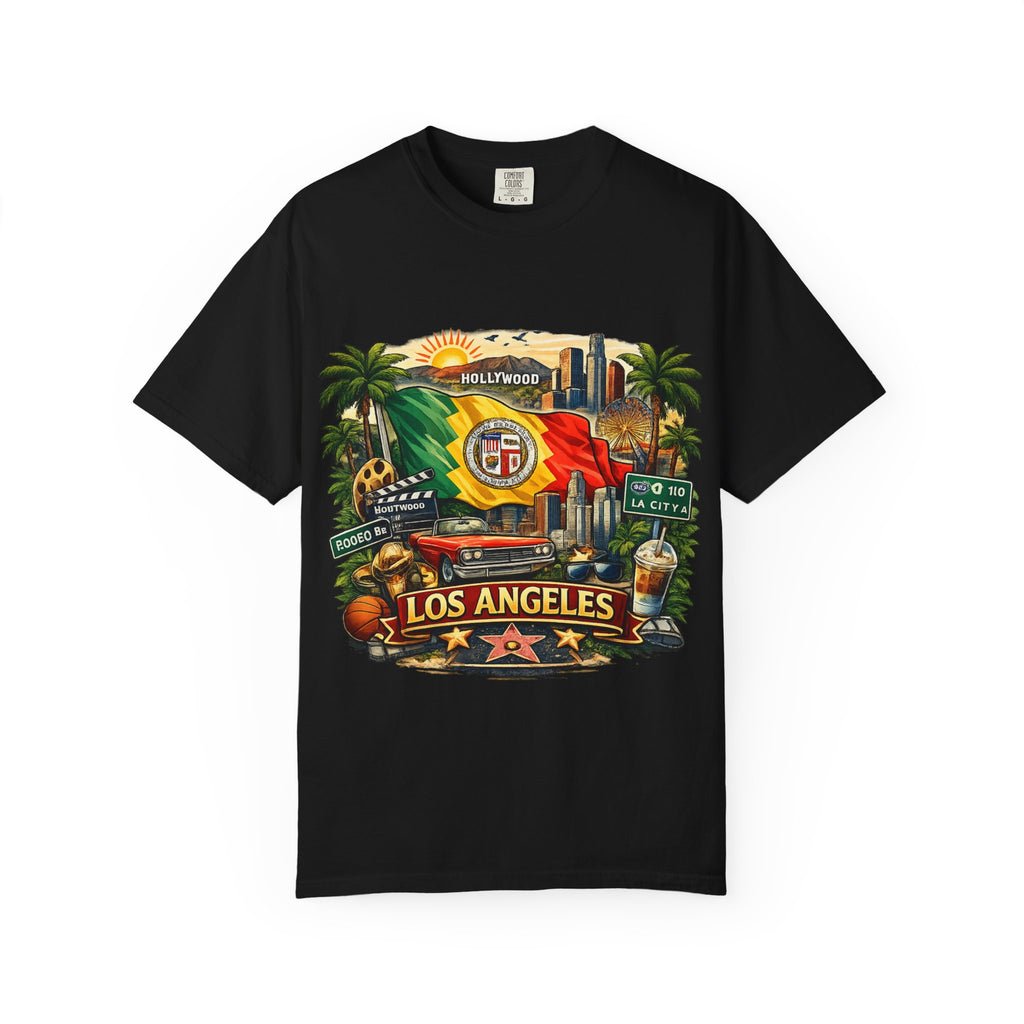 Los Angeles Vintage Graphic T-Shirt — LA Cityscape & Palm Trees Design
