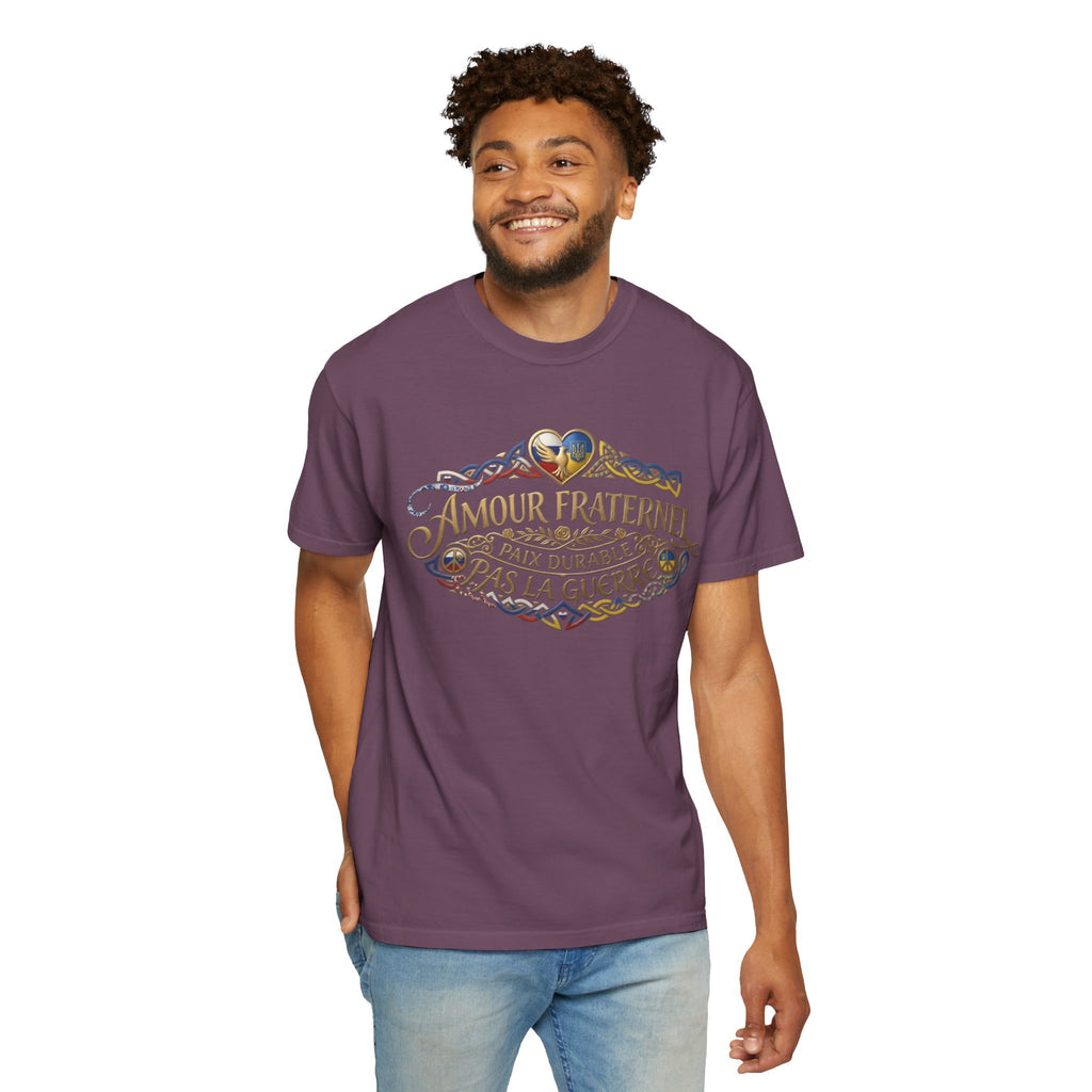 T-Shirt — Amour Fraternel "Paix Durable Pas La Guerre" Vintage Heart Peace Design