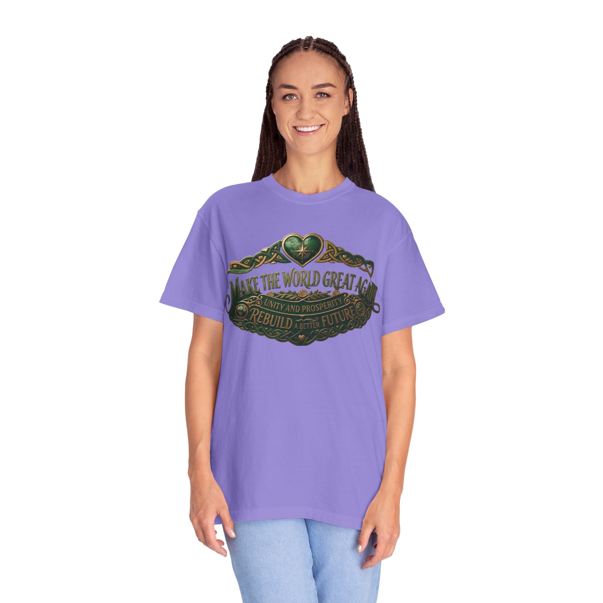 T-Shirt — 'Make the World Great Again' Vintage Green Crest Tee
