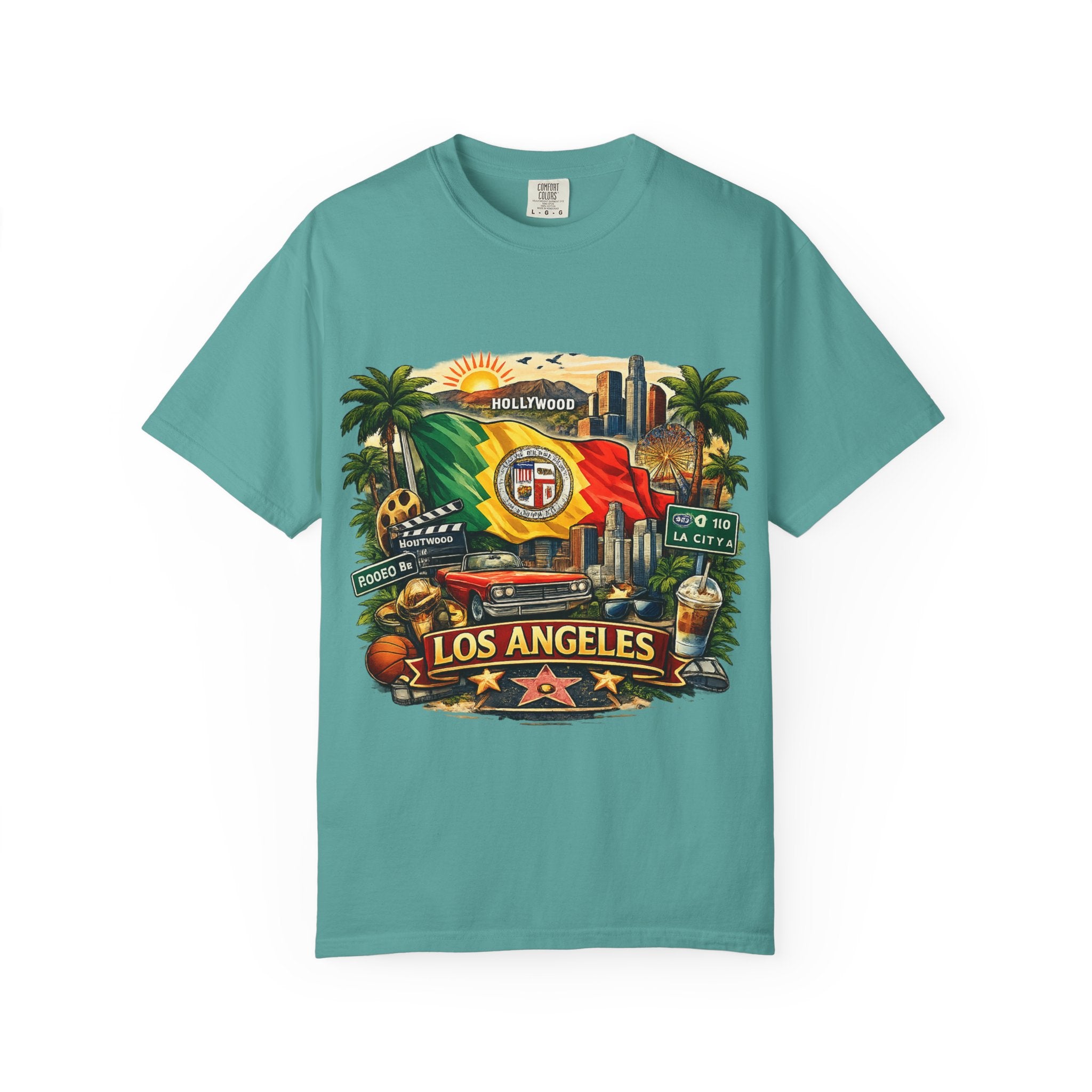 Los Angeles Vintage Graphic T-Shirt — LA Cityscape & Palm Trees Design