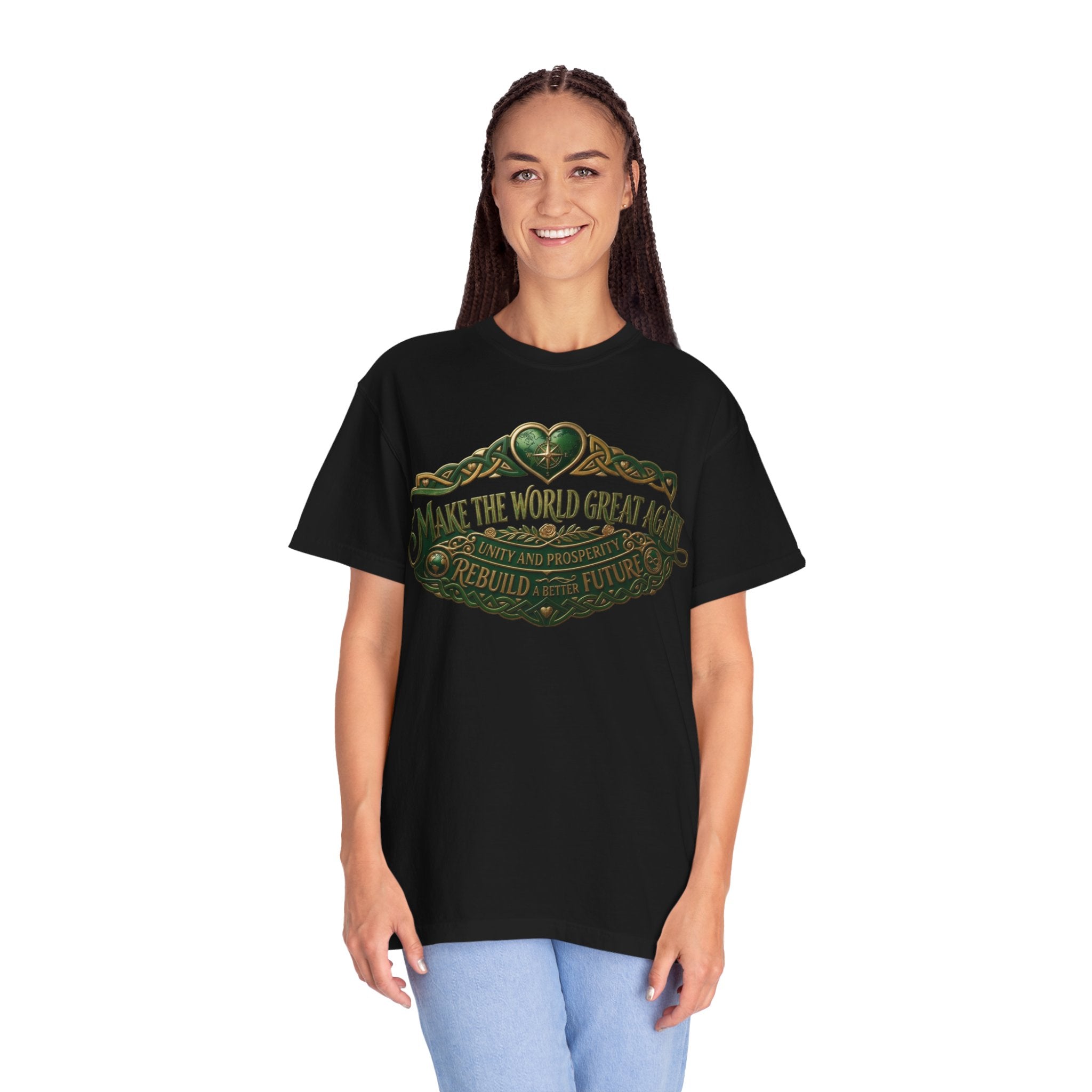 T-Shirt — 'Make the World Great Again' Vintage Green Crest Tee