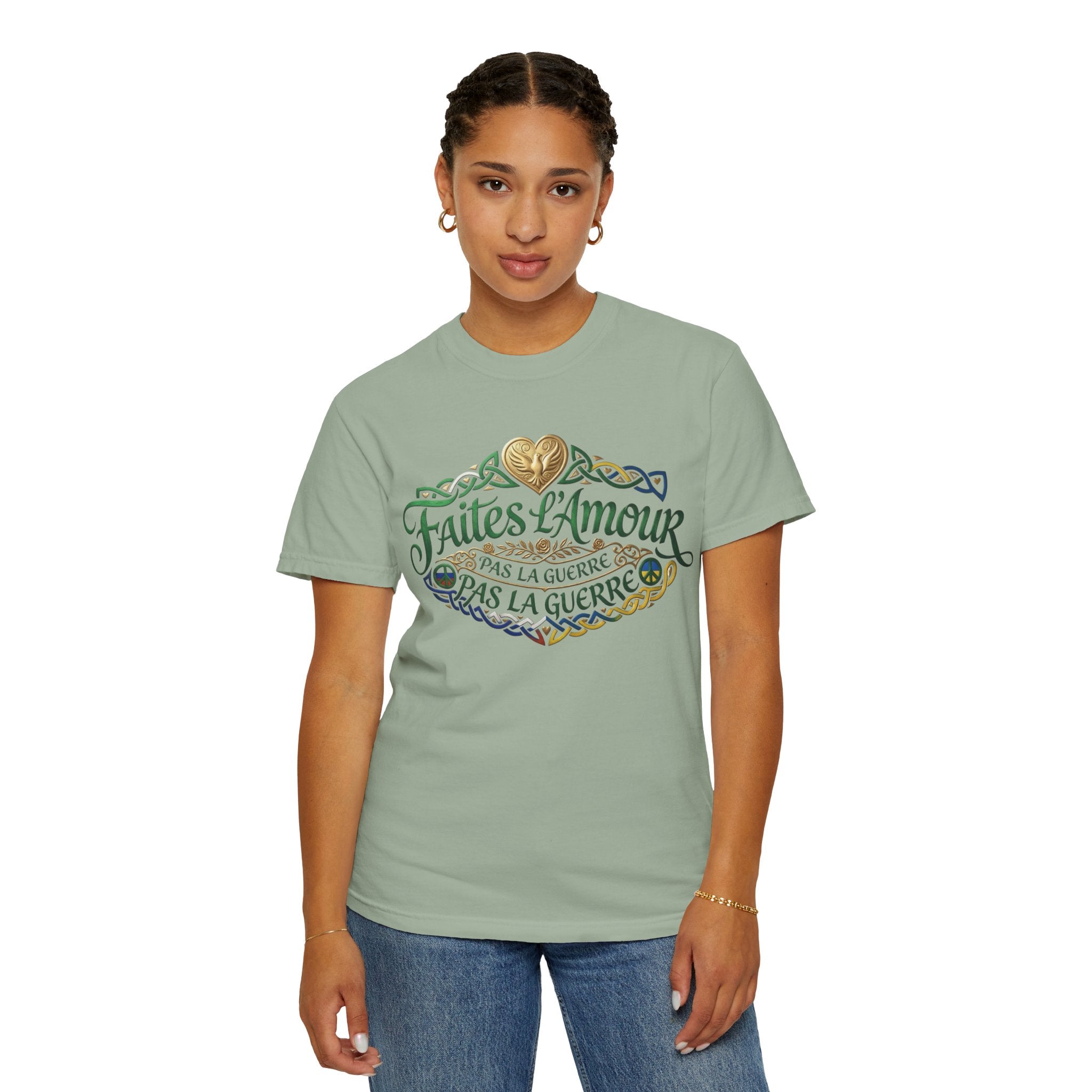 T-Shirt — Faites L'Amour Pas La Guerre Floral Script Graphic Tee