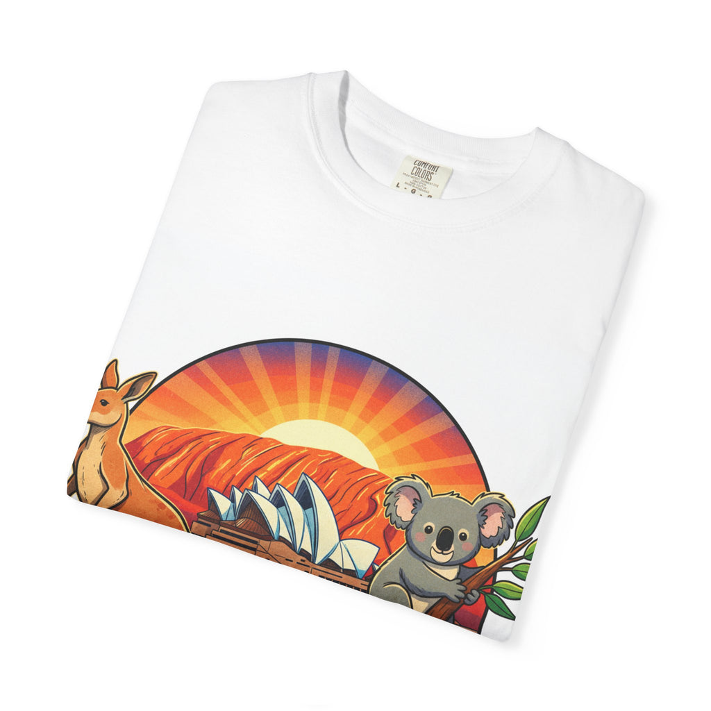 Australian Wildlife Sunset T-Shirt — Kangaroo & Koala Scenic Tee